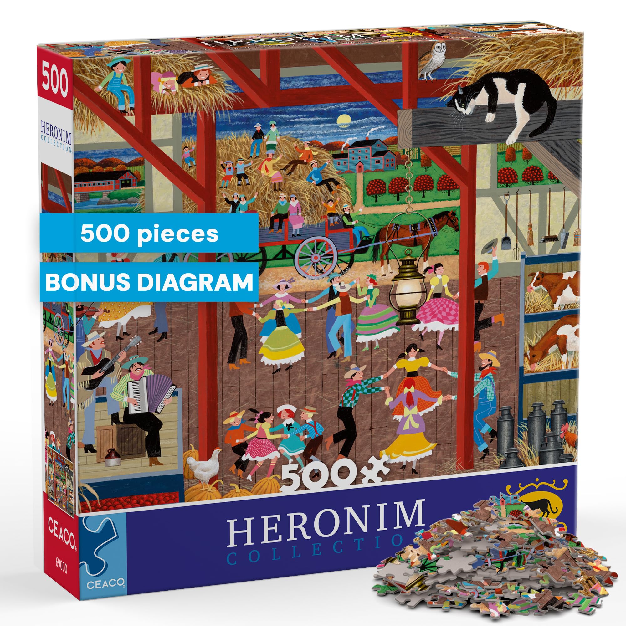 Photo 1 of Ceaco – Heronim Collection: Barn Dance - 500 Piece Jigsaw Puzzle Colorful Puzzles for Adults – Precision-Cut Pieces, Beautiful Artwork, and Hours of Relaxing Fun