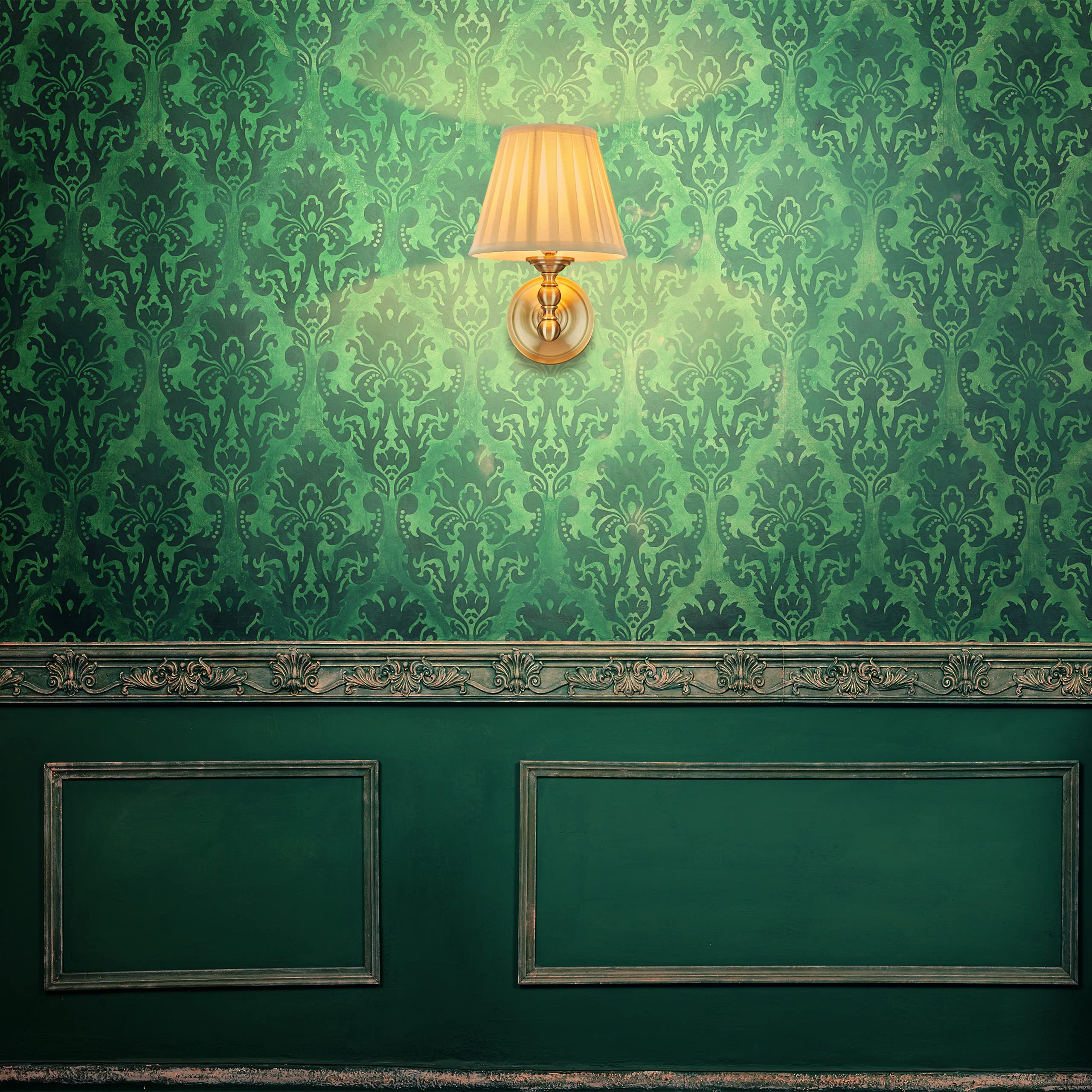 Relaxdays lampe murale, abat-jour tissu, design antique, douille E14, luminaire mur 30x20x23,5 cm, Or