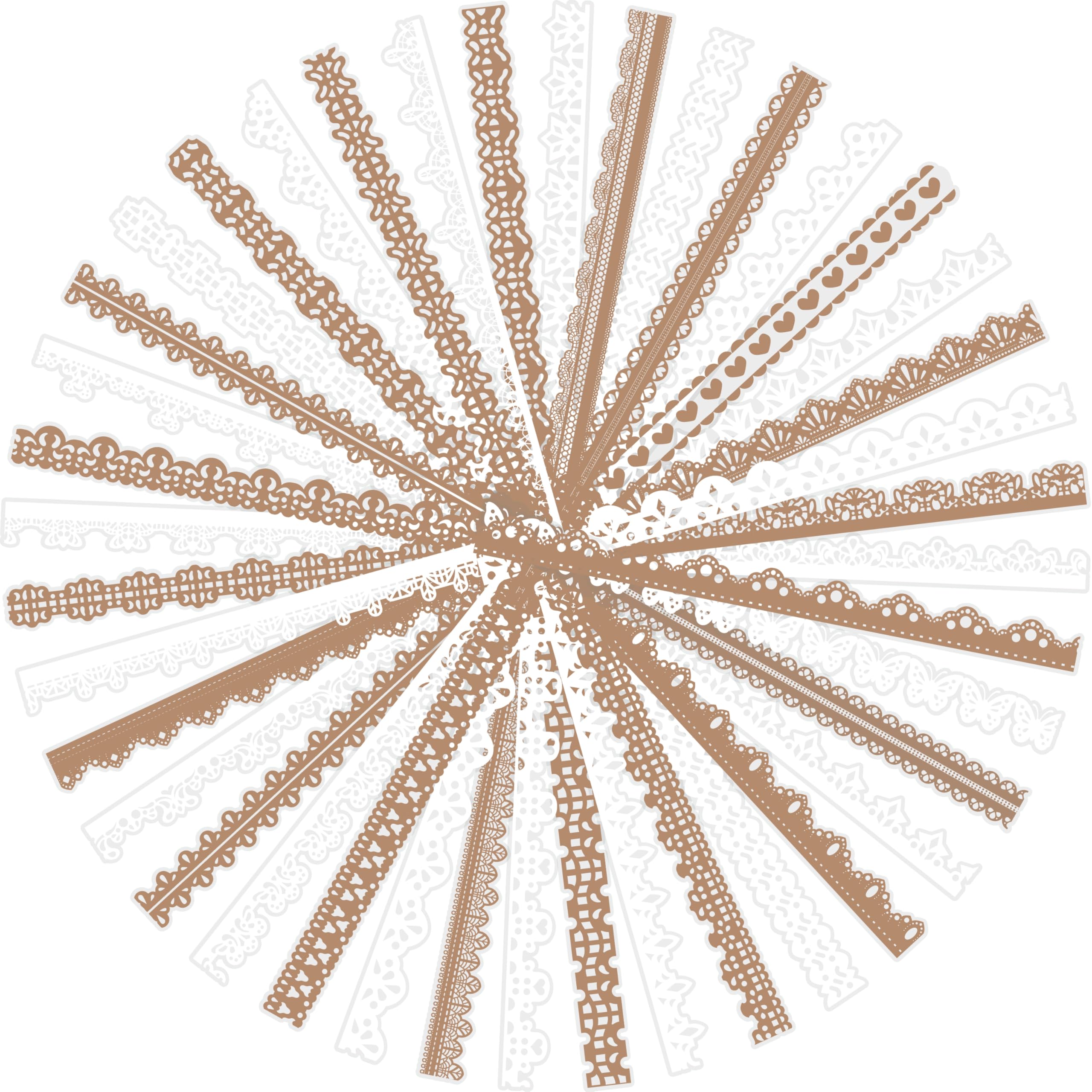 160 Pcs Transparent Lace Stickers for Scrapbooking Photo Album Card Making Journals Wedding Invitations Craft Project Decoration, White and Light