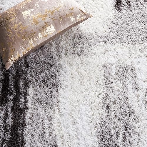 Miniatura 8 de SAFAVIEH Berber Shag Collection - Tapete para pasillo, 2 pies 3 pulgadas x 8 pies, color gris y gris oscuro, diseño abstracto, no desprende pelusa y