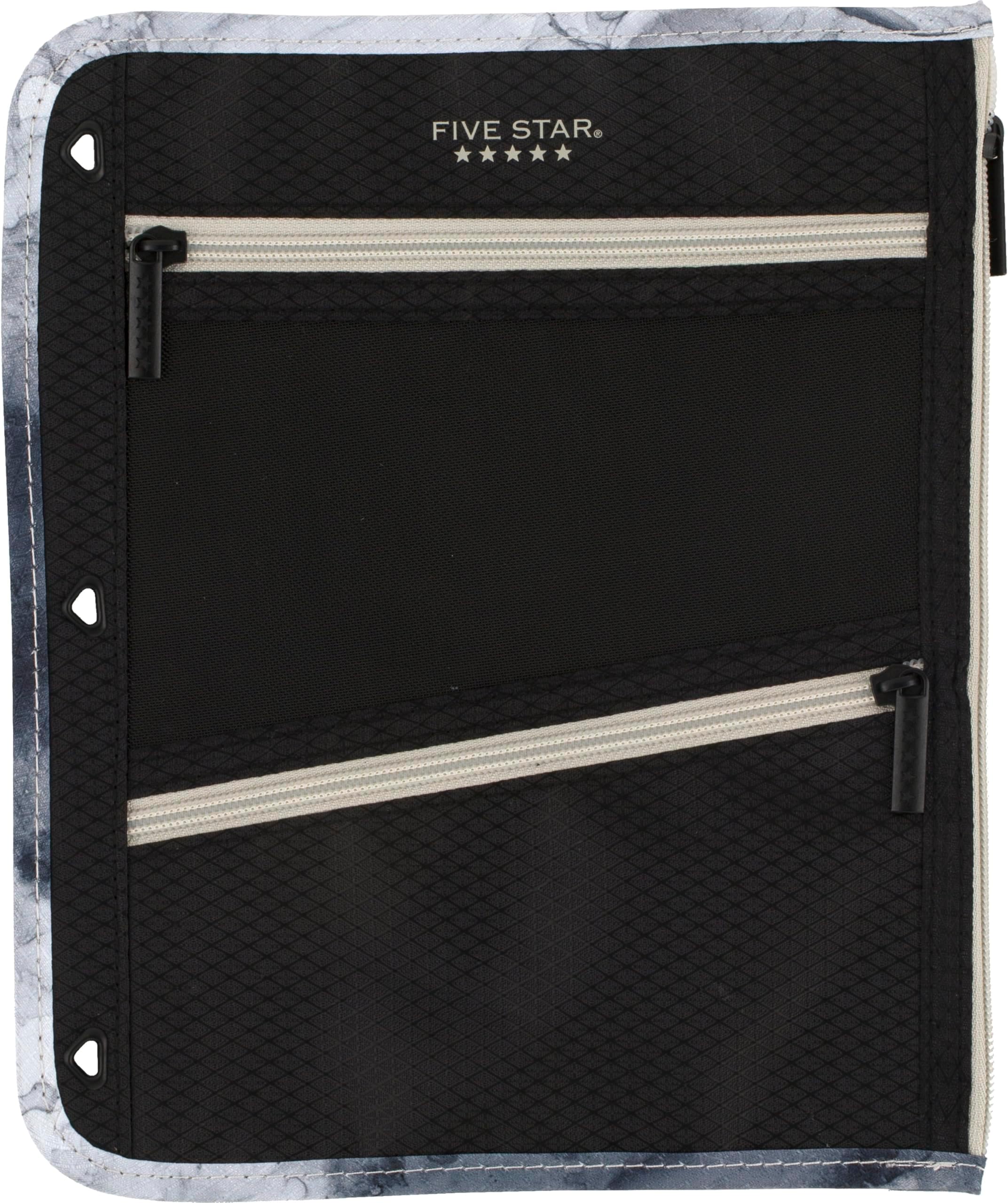 Pencil Pouch, Pen Case, 3-Pocket Zipper Pouch, Fits 3-Ring Binder, Storage Organizer for Classroom Supplies Earbuds Chargers Cables Makeup, Black/Grey (506420A-ECM)