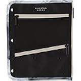 Five Star Pencil Pouch, Pen Case, 3-Pocket Zipper Pouch, Fits 3-Ring Binder, Storage Organizer for Classroom Supplies Earbuds Chargers Cables Makeup, Black/Grey (506420A-ECM)