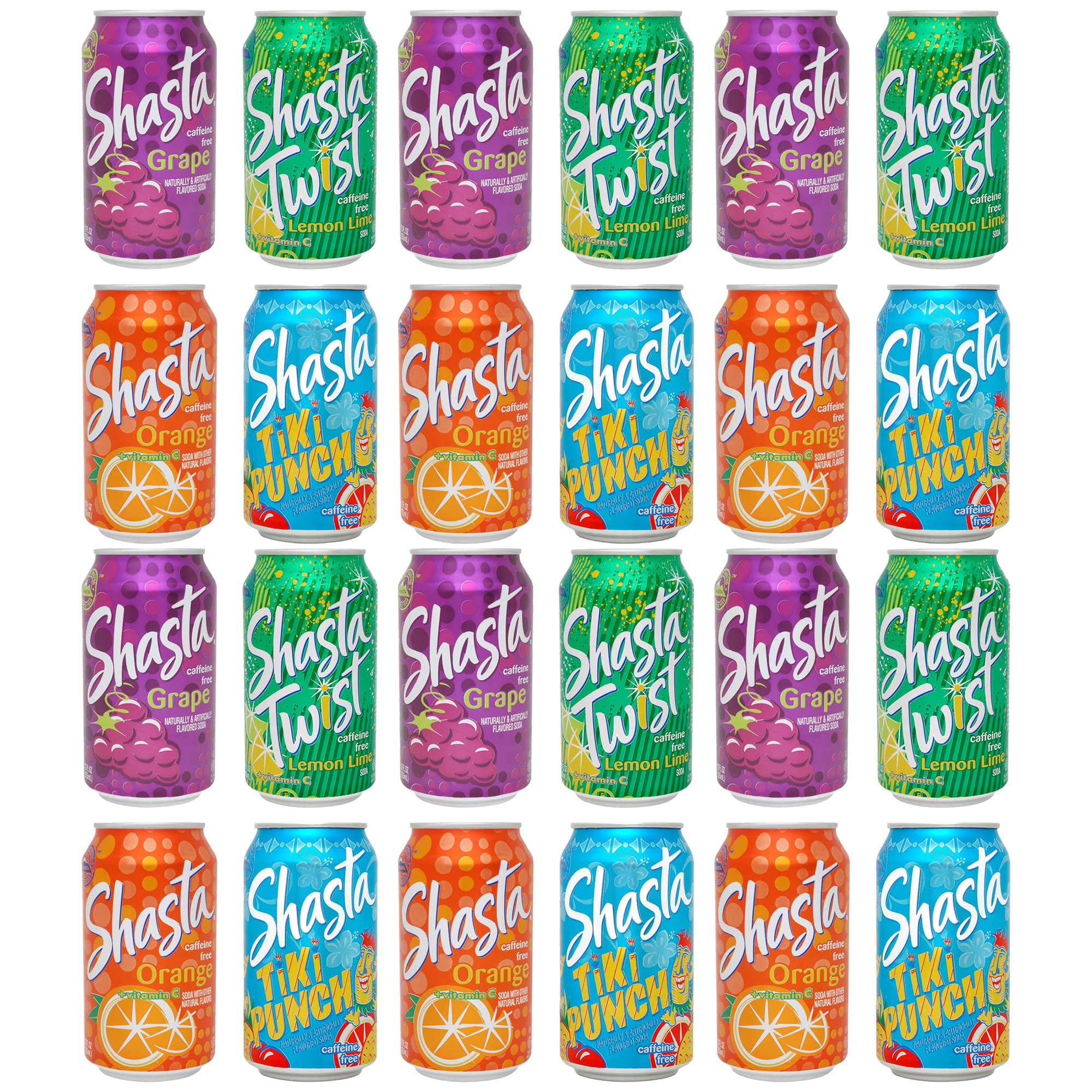 [Case of 24] Shasta Variety Pack (Twist, Grape, Orange, Tiki Punch)
