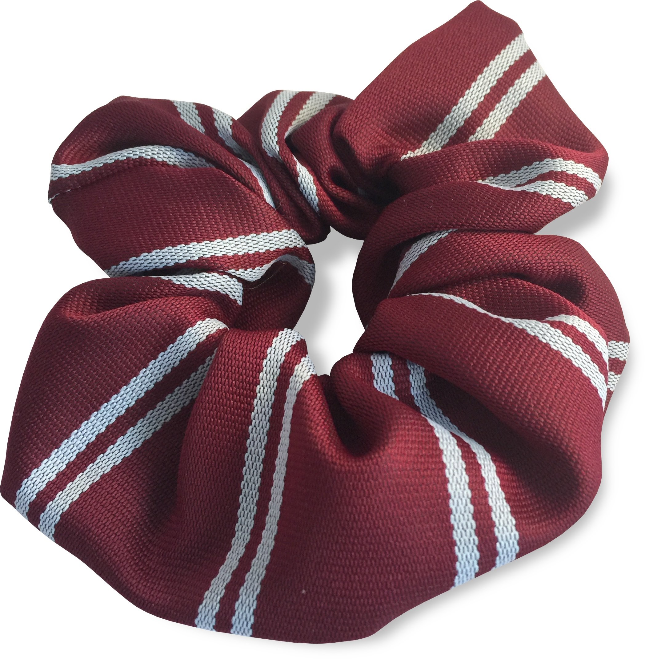 Great British Tie Club Girls Maroon & White Double Stripe Elastic Hair Scrunchie Bobble School Uniform (Maroon & White)