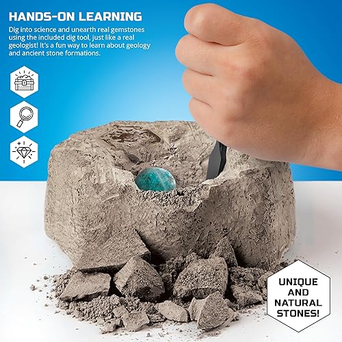 Miniatura 4 de Discovery #MINDBLOWN - Juego de tesoros desenterrados, paquete de 2 kits de excavación con cincel, descubre 2 piedras preciosas, experimento