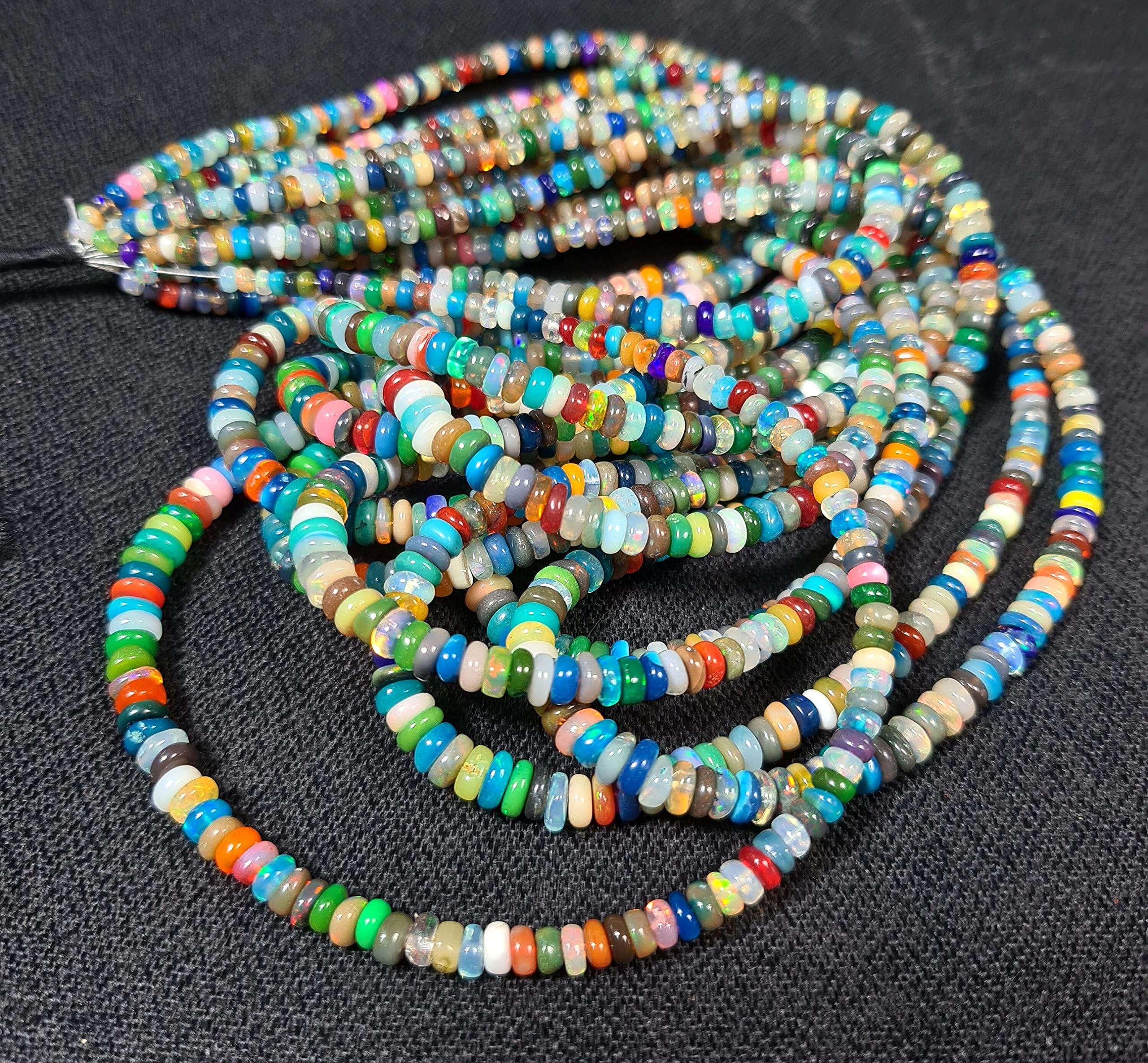 RARE GEMSTONE | Koraliki z wieloma opalami do produkcji biżuterii | Oryginalne etopskie koraliki | Gładkie etiopskie koraliki 40 cm sznur | Etiopski naszyjnik z opalem ognistym na prezent i biżuterię