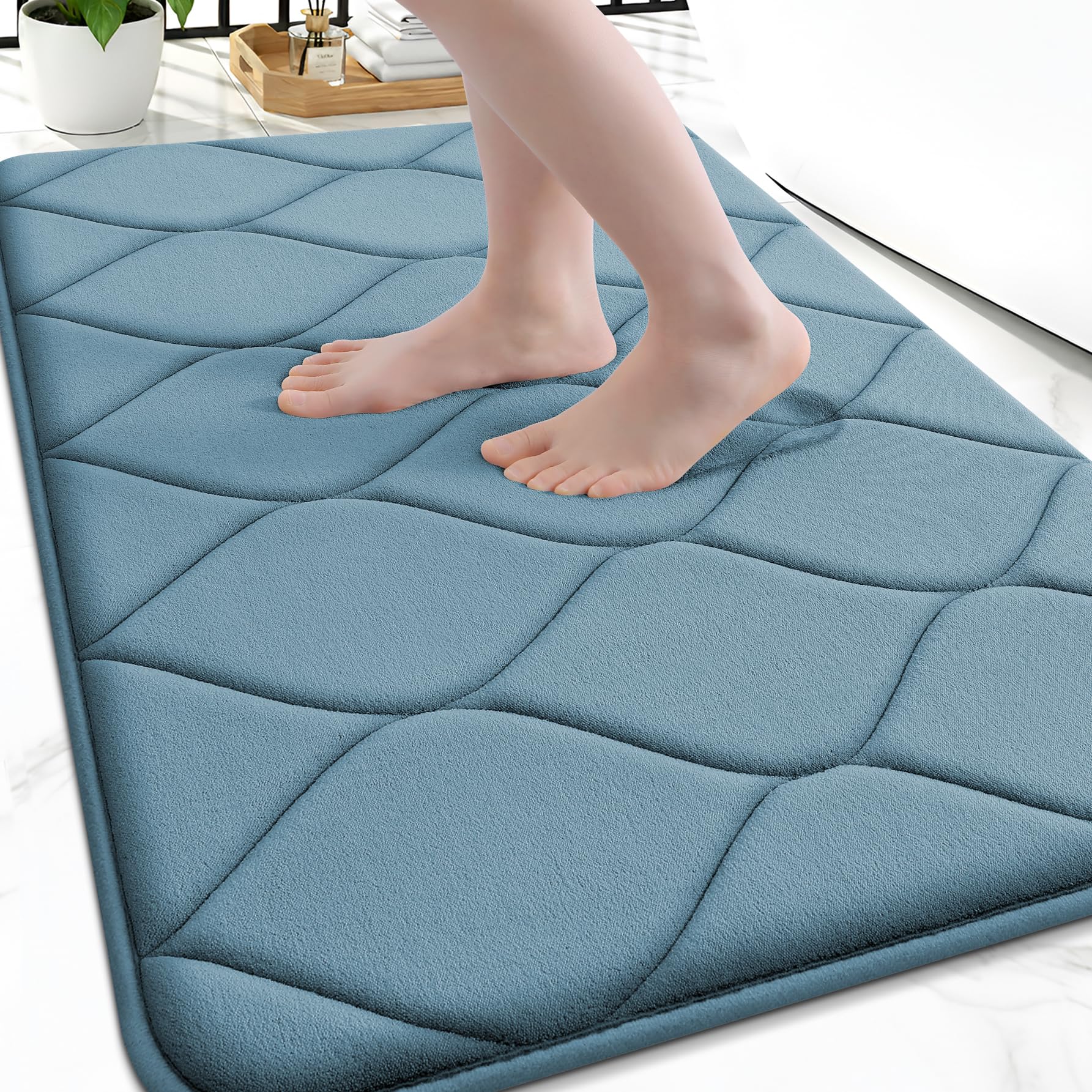 Smiry Memory Foam Bath Mat 30x20, Ultra Soft Absorbent Bathroom Rugs