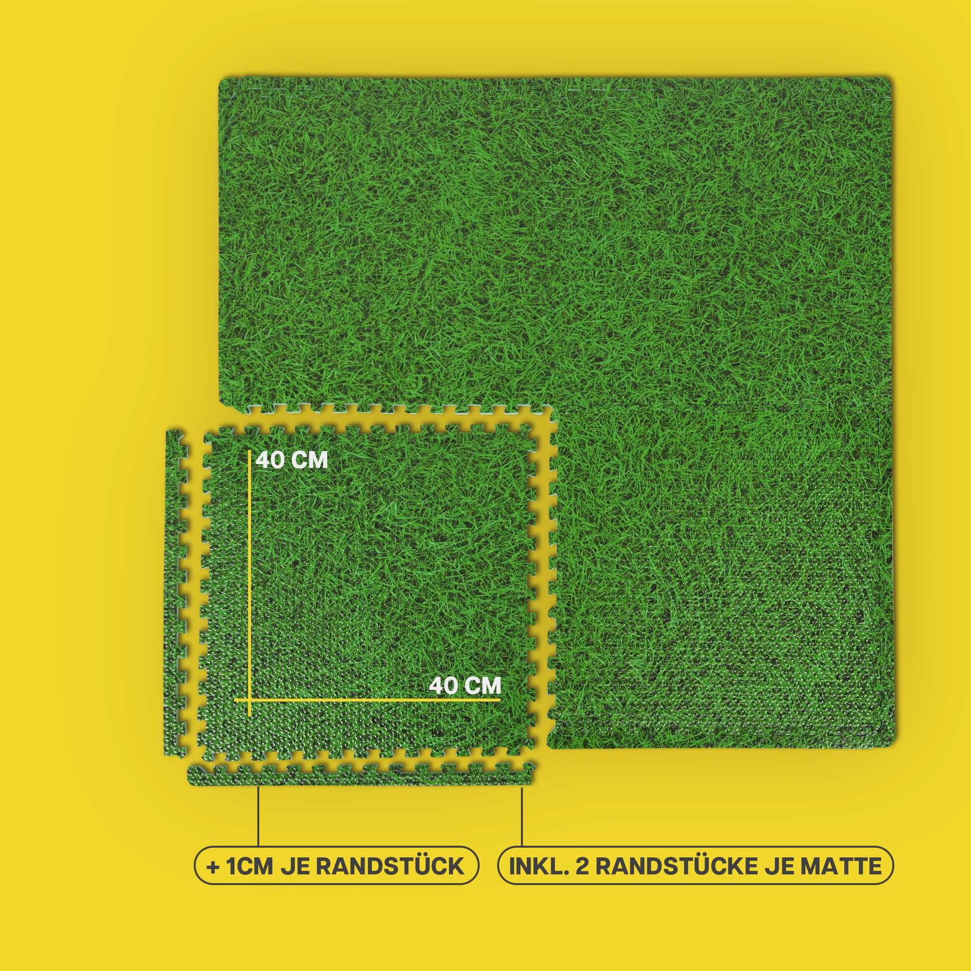Bestlivings Bodenschutzmatte Puzzle mit Gras Print – EVA Bodenmatte 40x40x1cm – Schallisolierend & Erweiterbar