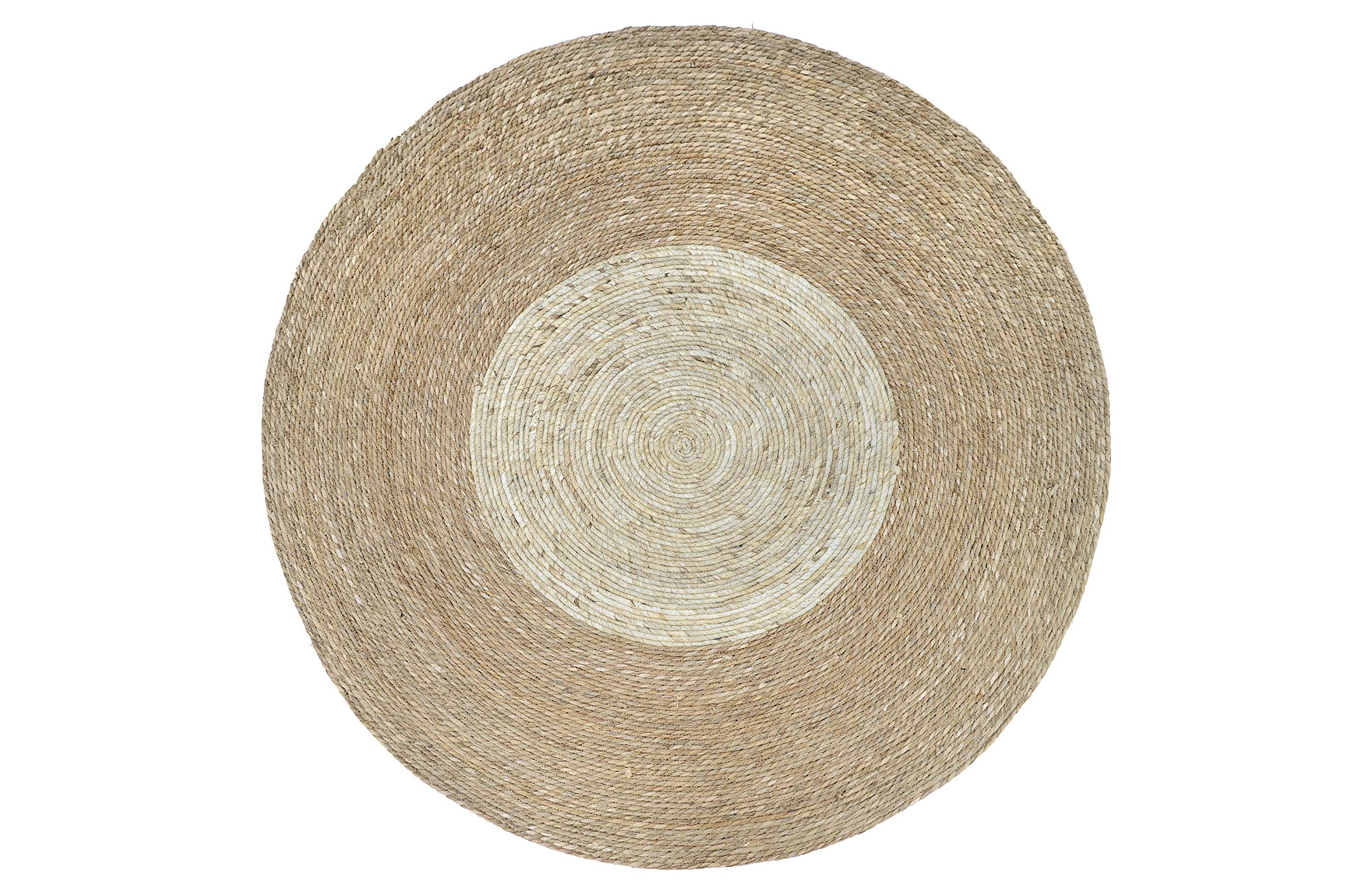 HERSIG - Alfombra Fibra Natural | Alfombra Redonda Bicolor de Seagrass y Hoja de Maíz - 140 cm
