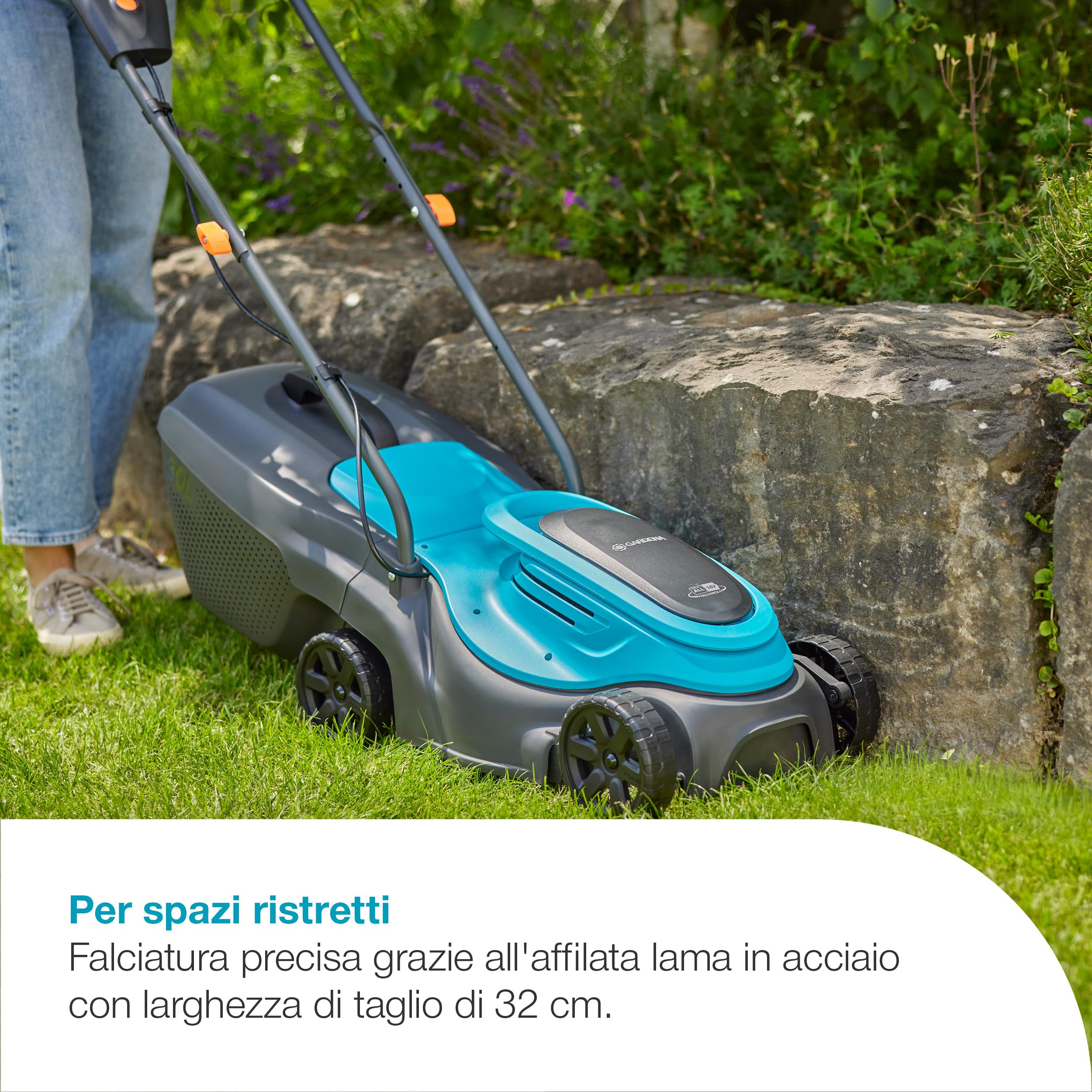 GARDENA EasyMax 32/18 V Tagliaerba ad alte prestazioni pronto all'uso con batteria P4A