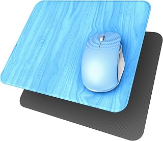 YSAGi Hard Mouse Pad, Ultra Thin Mouse Pad with Non-Slip Rubber Base & Smooth Leather Surface, Accurate Control, Waterproof Mousepad for Laptop Office/Home (Blue, 20 x 25 cm)