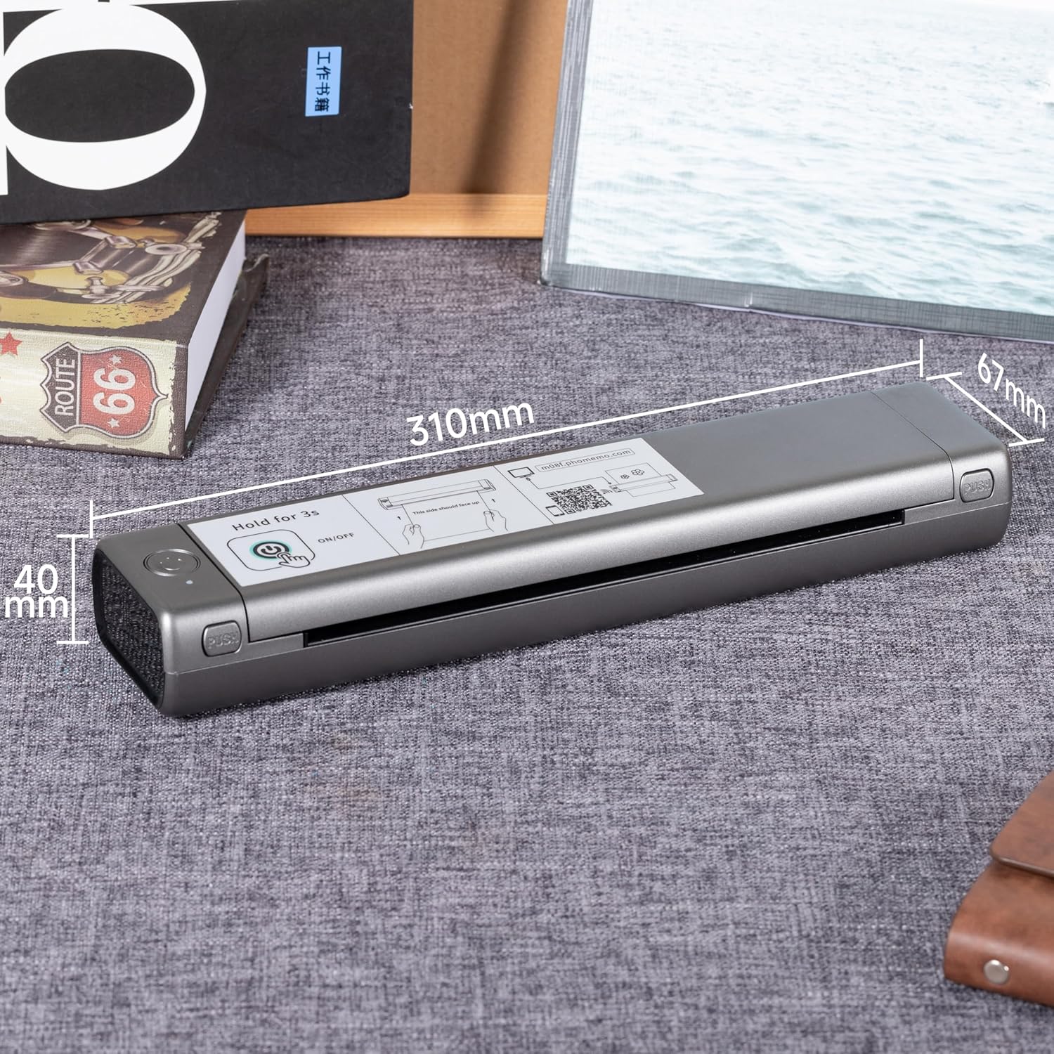 Phomemo M08F Tattoo Stencil Printer with dimensions labeled: 310mm length, 67mm width, 40mm height.