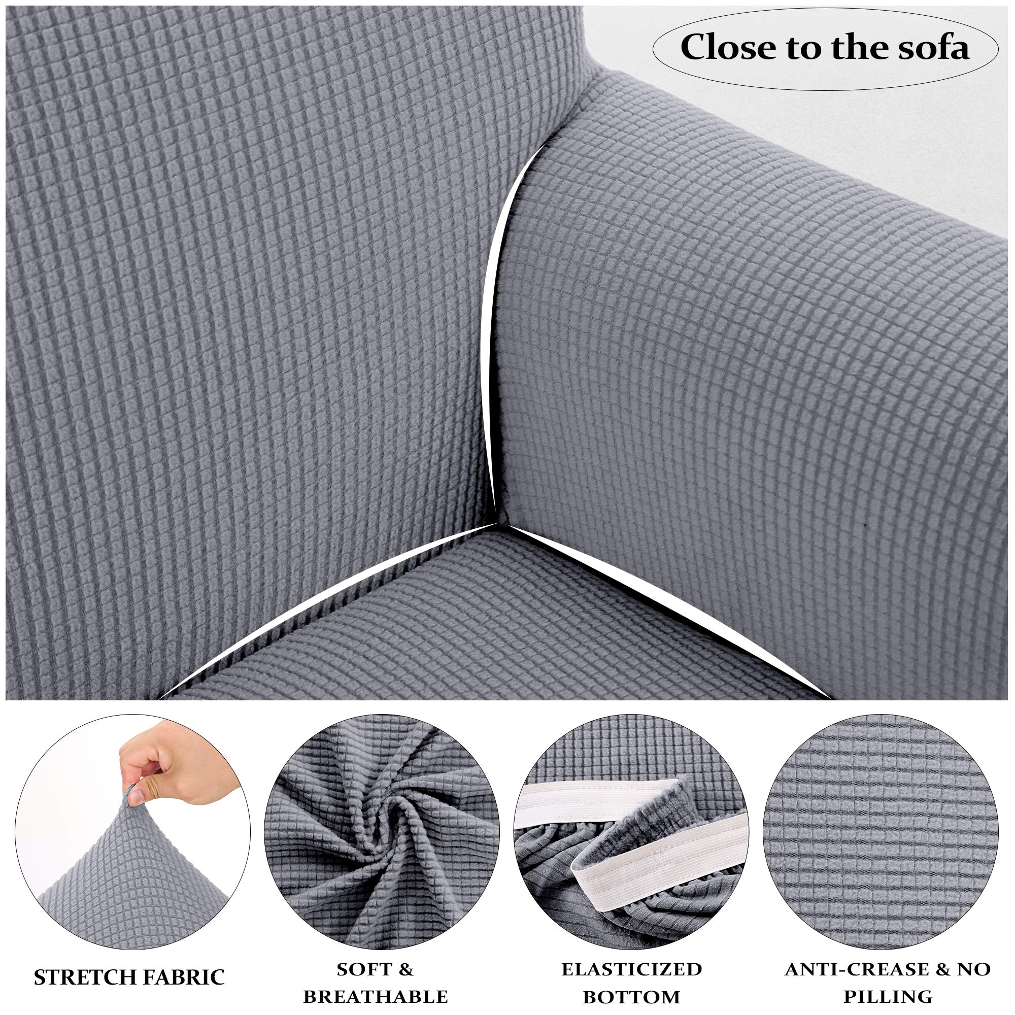 TIANSHU 2 Posti Fodera per Poltrona Reclinabile, Fodera per Poltrona Reclinabile Jacquard, Fodera per Divano Reclinabile Elasticizzata (Poltrona Reclinabile, Grigio Chiaro)