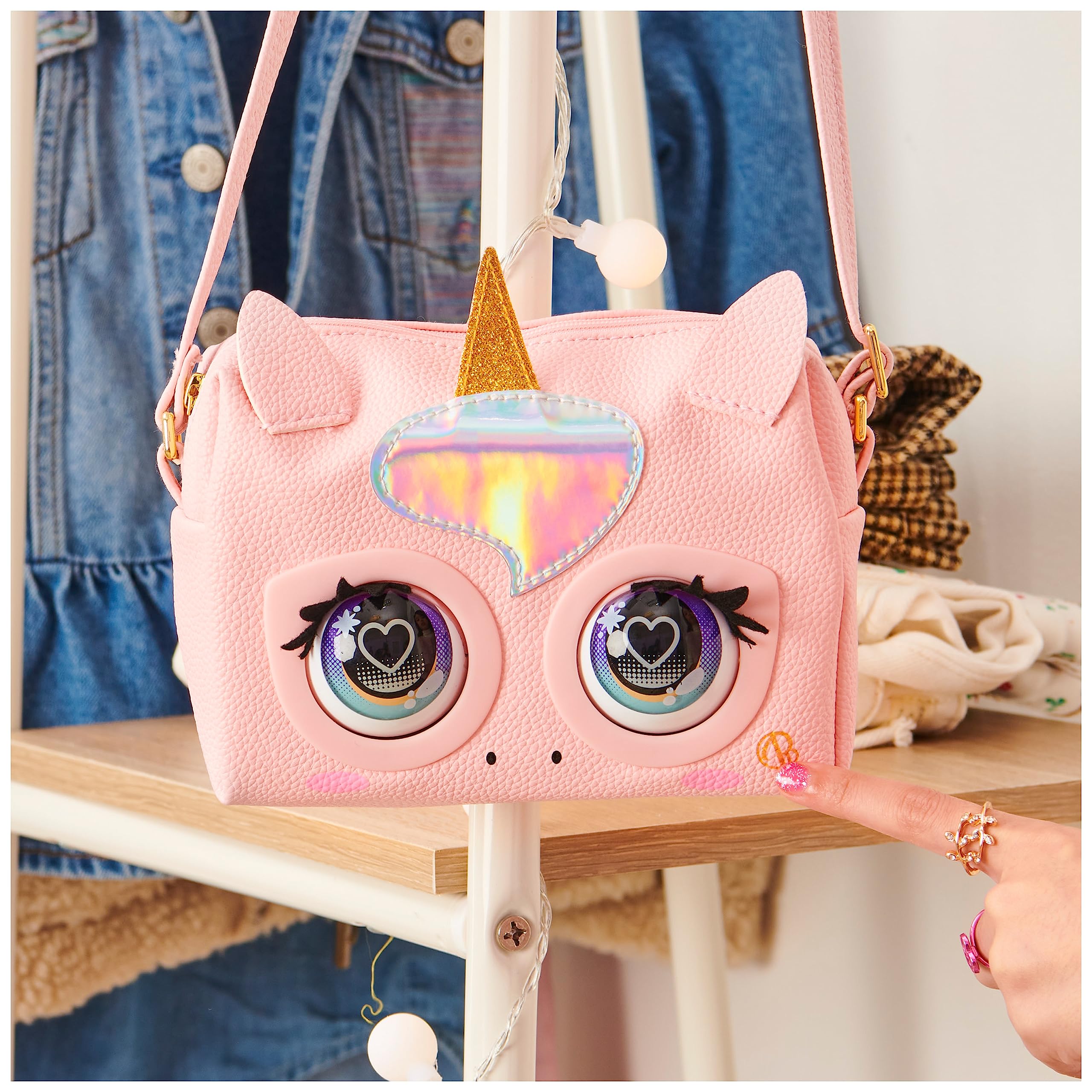 PURSE PETS - BOLSO MASCOTA INTERACTIVA - GLAMICORN UNICORN - Bolso niña y Mascota Interactiva Unicornio Glamicorn con más de 25 Sonidos y Reacciones - 6064255 - 6062241 Juguetes niña 5 años +