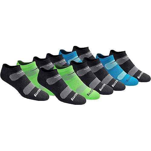 Saucony Men's RunDry Mesh Ventilating Comfort Fit Performance No-Show Socks, Available in M-XXL (6, 12, 18 Pairs)