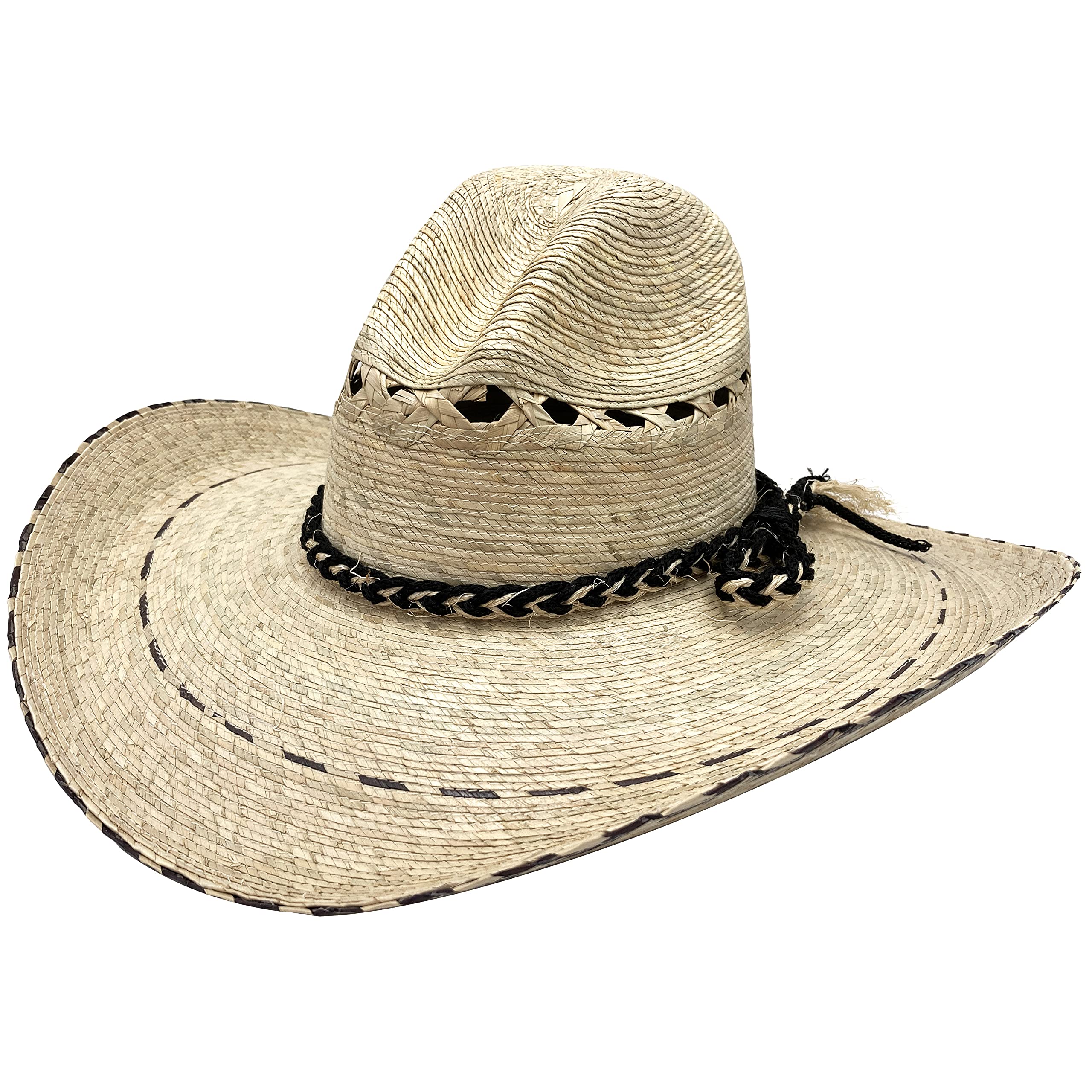 Western PeakGaucho Large Straw Cowboy Ranch Hat Sombrero Lasso Rope 17 inch  Beige