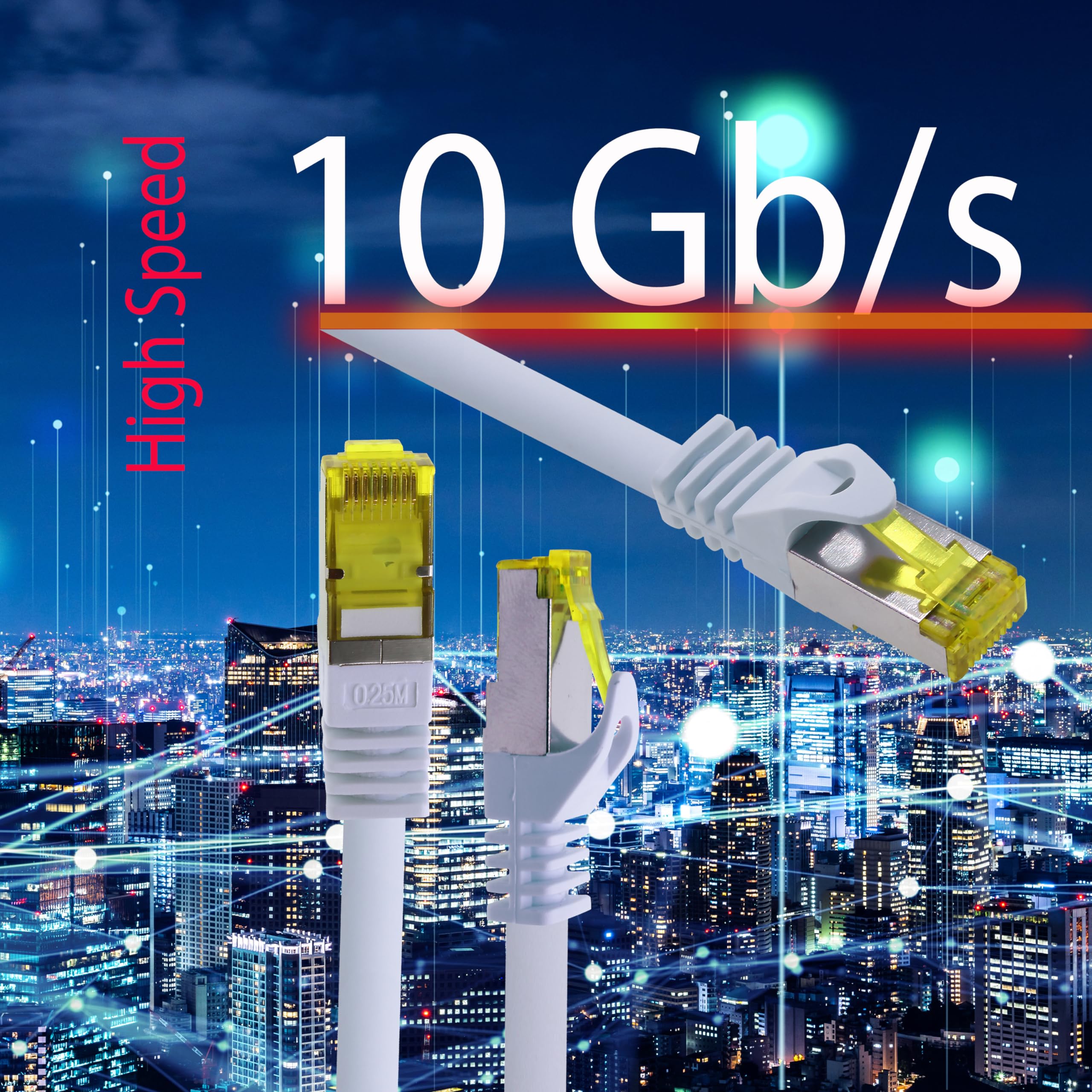 1CONN 5x 0.5 M - CAT-7 Cat.7 network cable, Ethernet, Lan & patch cable RJ-45 SFTP 10GB/s - 5 colors 03, 5 x 0.5 meters - Image 2