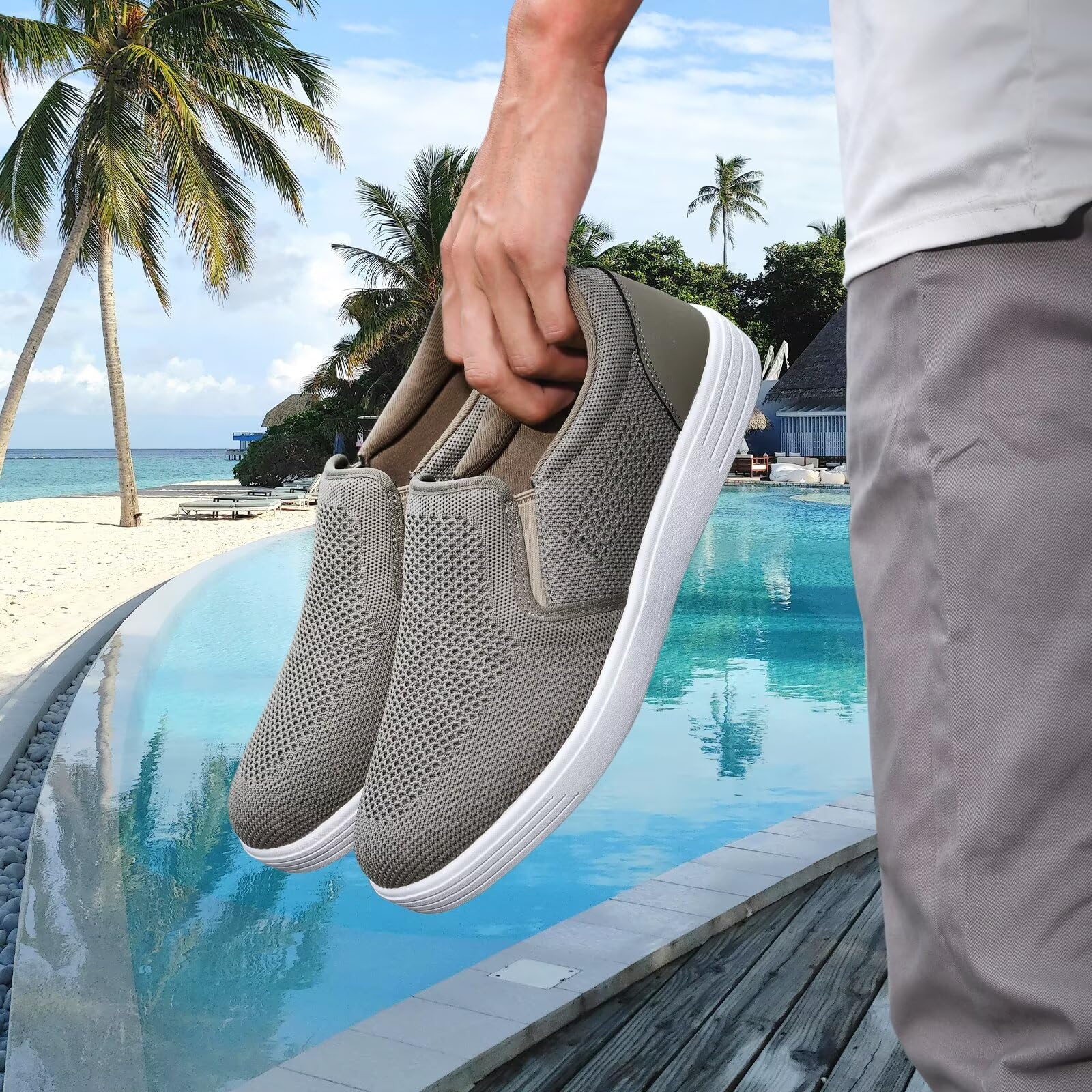Zapatos Slip-On Hombre - Calzado Ultraligero de Malla Transpirable, Playa y Tiempo Libre