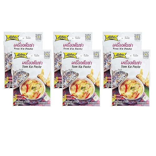 Lobo Thai Tom Ka - Mezcla de condimentos en pasta (paquete de 6, total de 10.56 onzas)