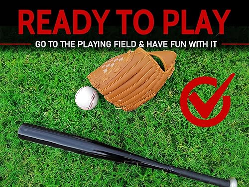 Miniatura 8 de Juego de bate de béisbol de aluminio de 25 pulgadas con guante y pelotas de béisbol para sóftbol, práctica de bateo, juegos de recolección