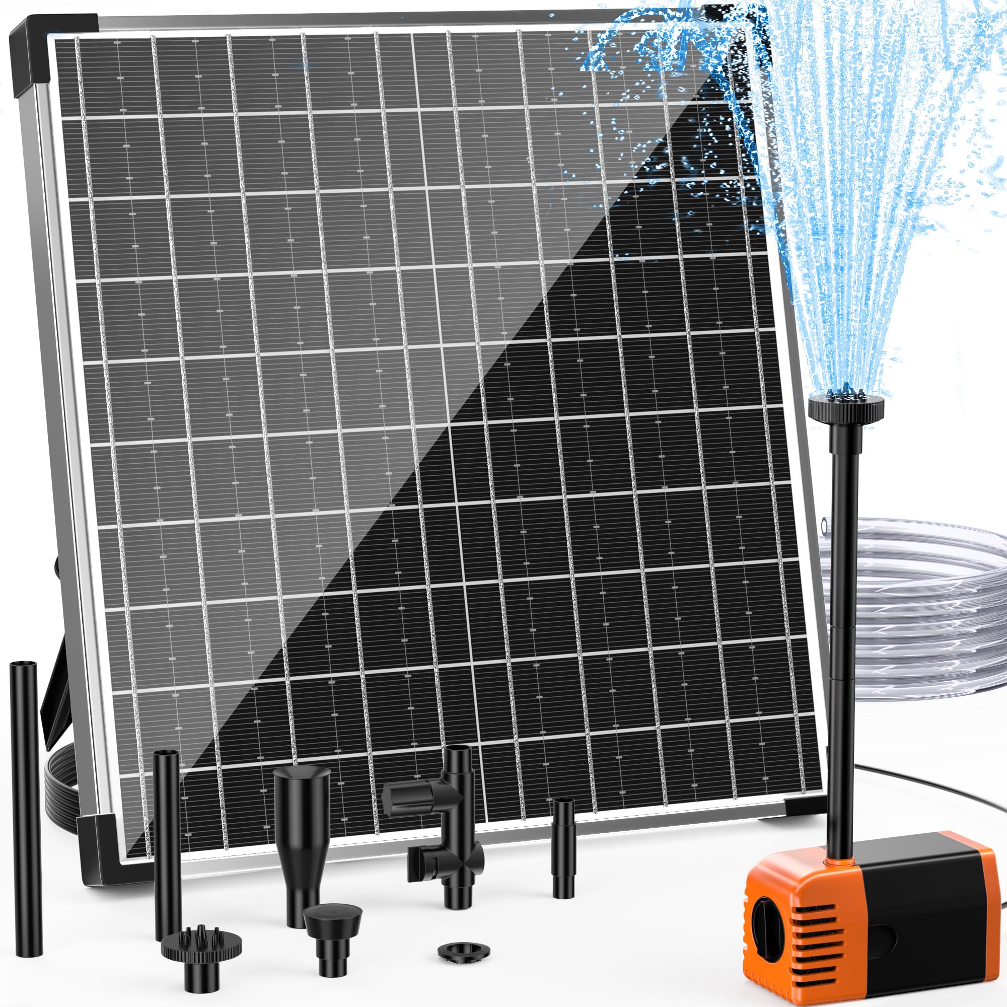 Biling Bomba solar para estanque de 25 W, 1512 l/h, potencia de extracción, fuente solar para exteriores, con filtro de manguera de arroyo de 1,5 m, bomba solar de 5 m, para estanque, jardín, cascada