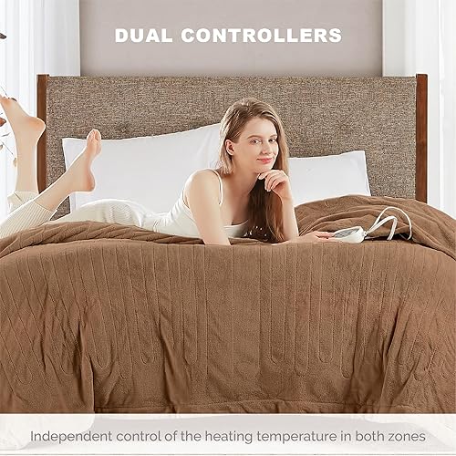 Miniatura 6 de Degrees of Comfort - Manta térmica avanzada de microfelpa para cama y sala de estar  Manta eléctrica lavable a máquina con apagado automático