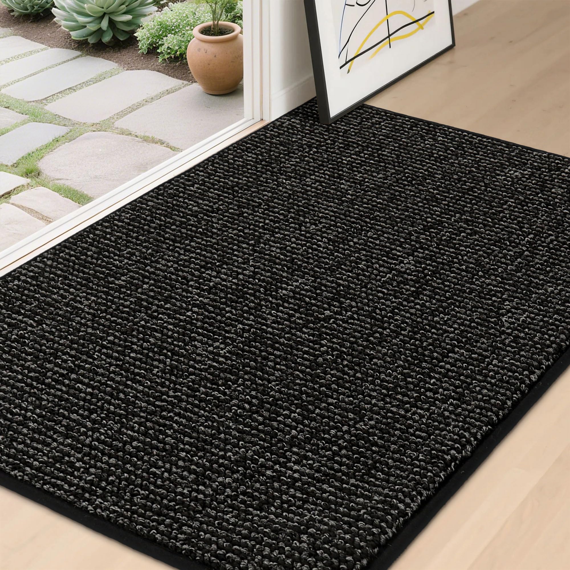 BEQHAUSE Doormat Indoor 80x120 cm, Dirt Trapper Door Mats Non-Slip, Low-Profile Indoor Mats, Resist Dirt Floor Mat Washable Entrance Mat for Front Back Door, Entryway, Hallway, Black โ image 1