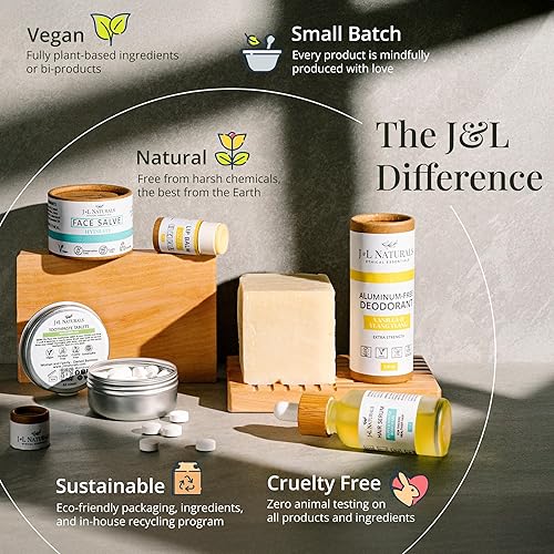 Miniatura 9 de J&L Naturals Desodorante sin aluminio para hombres y mujeres, ingredientes 100% naturales con aceite de coco, manteca de karité y aceites