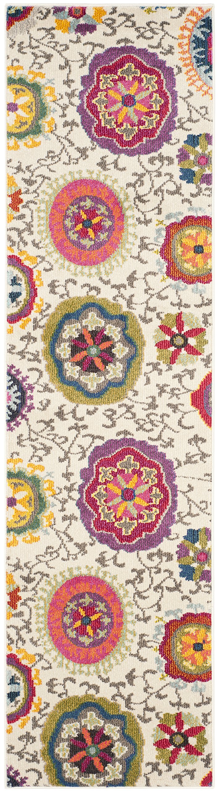 Safavieh Boho Rug for Living Room Dining Room, Bedroom - Monaco Collection, Short Pile, in Ivory and Multi, 66 x 305 cm - Image 3