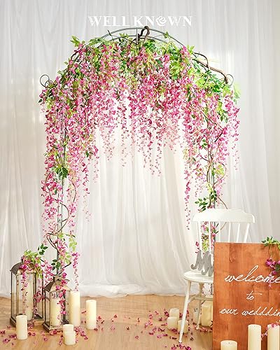 Miniatura 2 de WELL KNOWN 24 piezas de flores colgantes de glicina, cuerdas de flores artificiales de 3.2 pies, guirnalda colgante de glicina y ratta, flores de