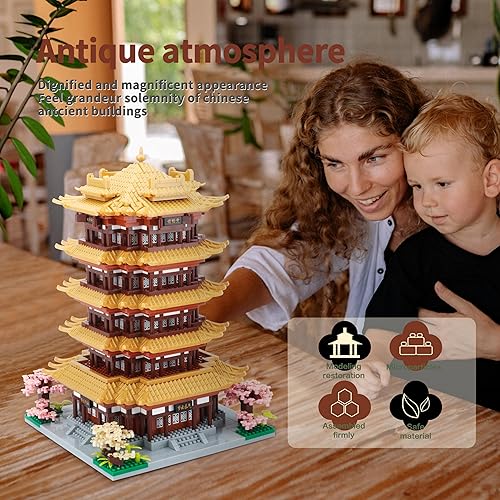 Miniatura 5 de Micro Building Blocks for Adults - Yellow Crane Tower, a Chinese Ancient Famous Architecture and Collection Decorative DIY Toys Gift Set for Teens