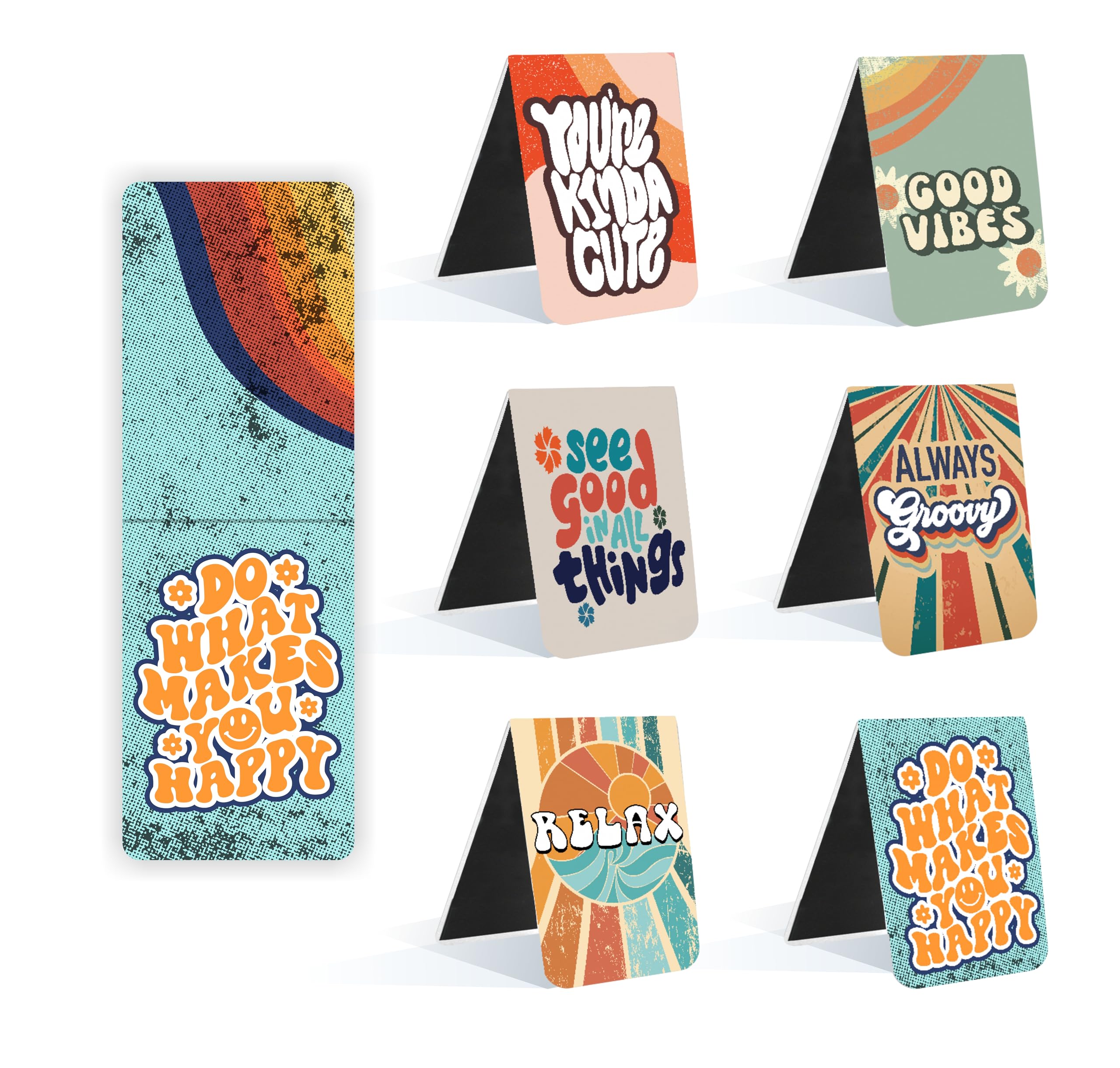 TOWNBUS Cool Retro Magnetic Bookmarks | Page Markers for Book Lovers | Kids | Best Gift Magnetic Clips with Lovely Quotes