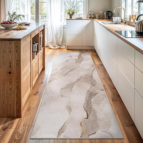 Miniatura 15 de Bloom Rugs - Alfombra caminera Caria lavable, antideslizante, de 3,05 m, color marfil/gris/caramelo tradicional, para entrada, pasillo, baño