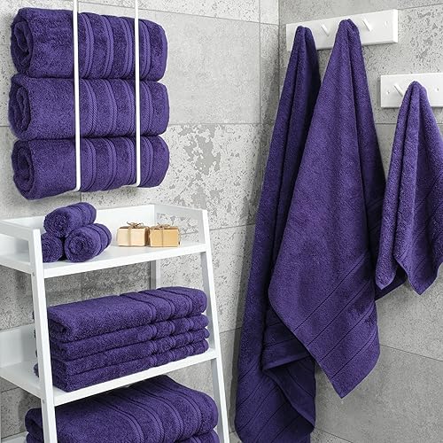 Miniatura 608 de American Soft Linen - Juego de 4 toallas de baño, 100% de algodón turco de 27 x 54 pulgadas, toallas de baño extragrandes, toallas para ducha