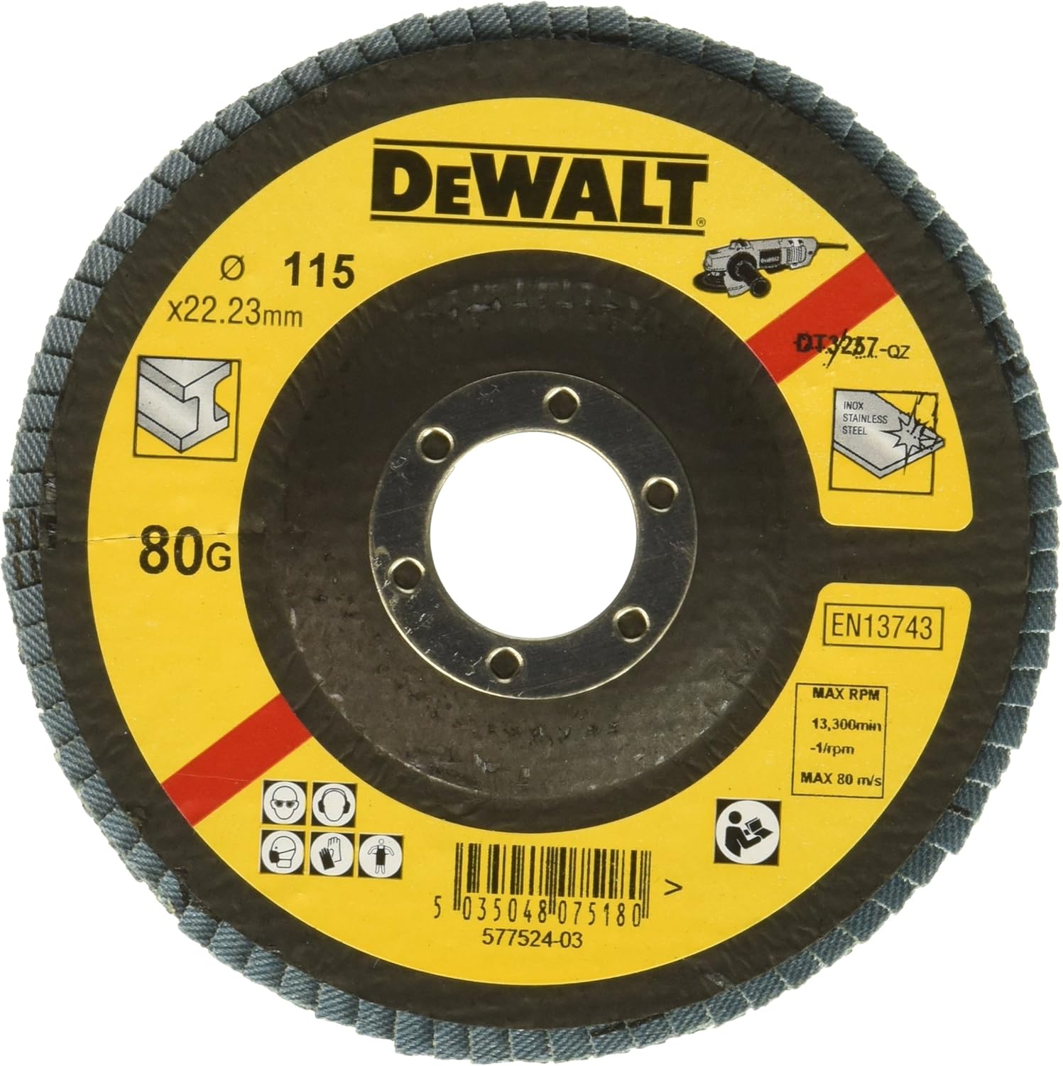 Dewalt DT3257QZ Cranked K80 Flap Disc, 4.53" Industrial