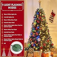 Vista 78 de Yaheetech 7.5ft Pre-lit Spruce Artificial Christmas Tree Snow Flocked Hinges Tree with 550 Multicolor LED Lights & 1284 Branch Tips & Metal Stand