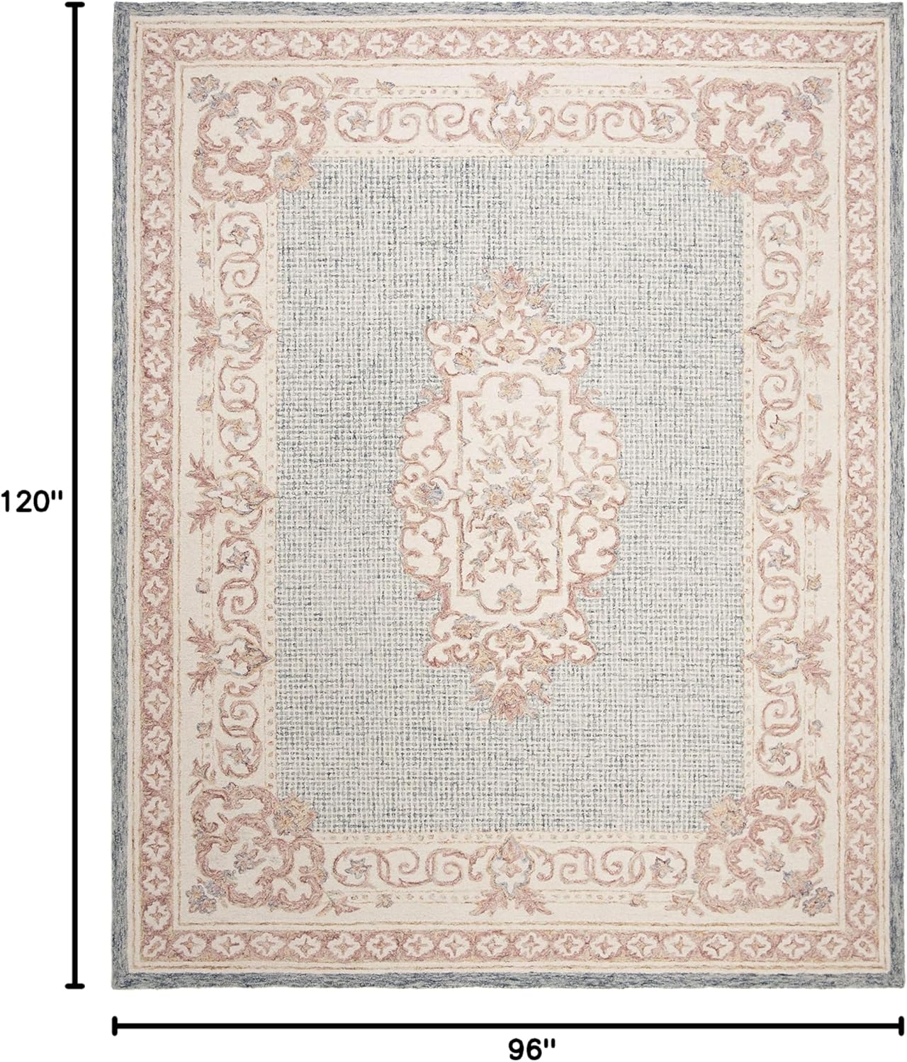 SAFAVIEH Aubusson Collection 8' x 10' Blue/Ivory AUB106M Handmade Traditional Premium Wool Area Rug