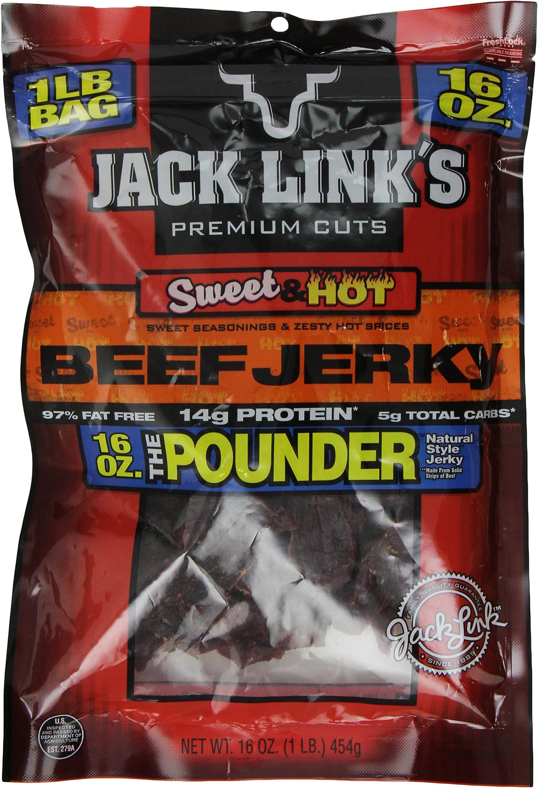Jack Links Jerky, Sweet and Hot, 16 Ounce