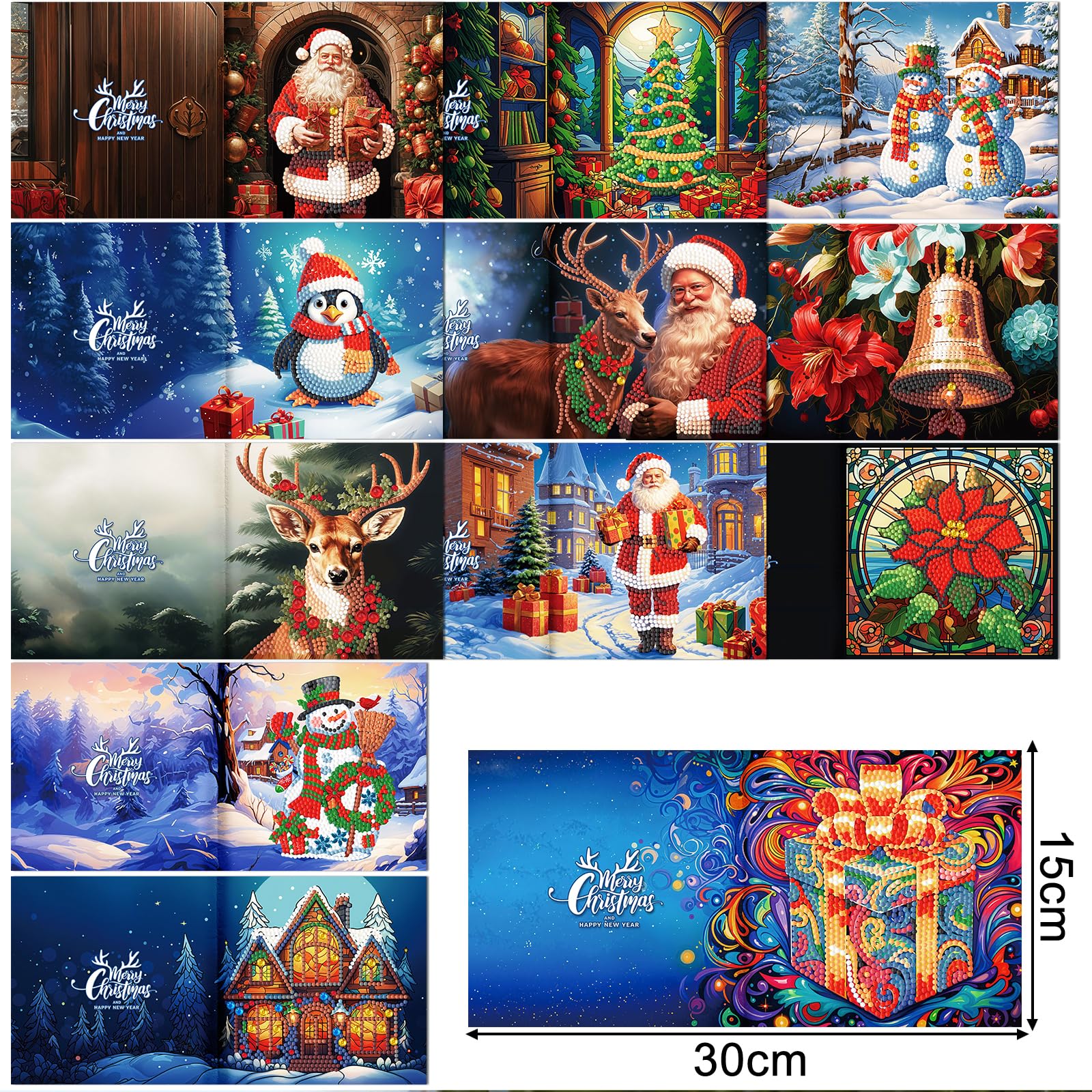 ycyingcheng 5D Christmas Greeting Cards, DIY Special-shaped Diamond Painting Greeting Cards Kit, Diamond Art Postcards with Envelopes - Image 4