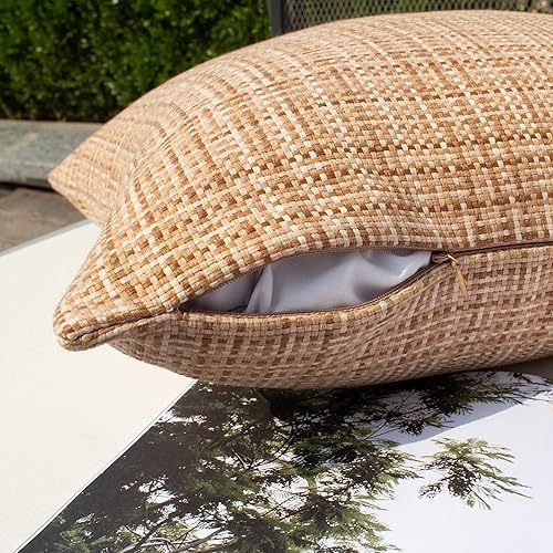 Miniatura 3 de Kevin Textile - Juego de 2 fundas de almohada y cojín cuadradas decorativas, impermeables, para intemperie, sofás, carpas, de 12 x 20pulgadas, color