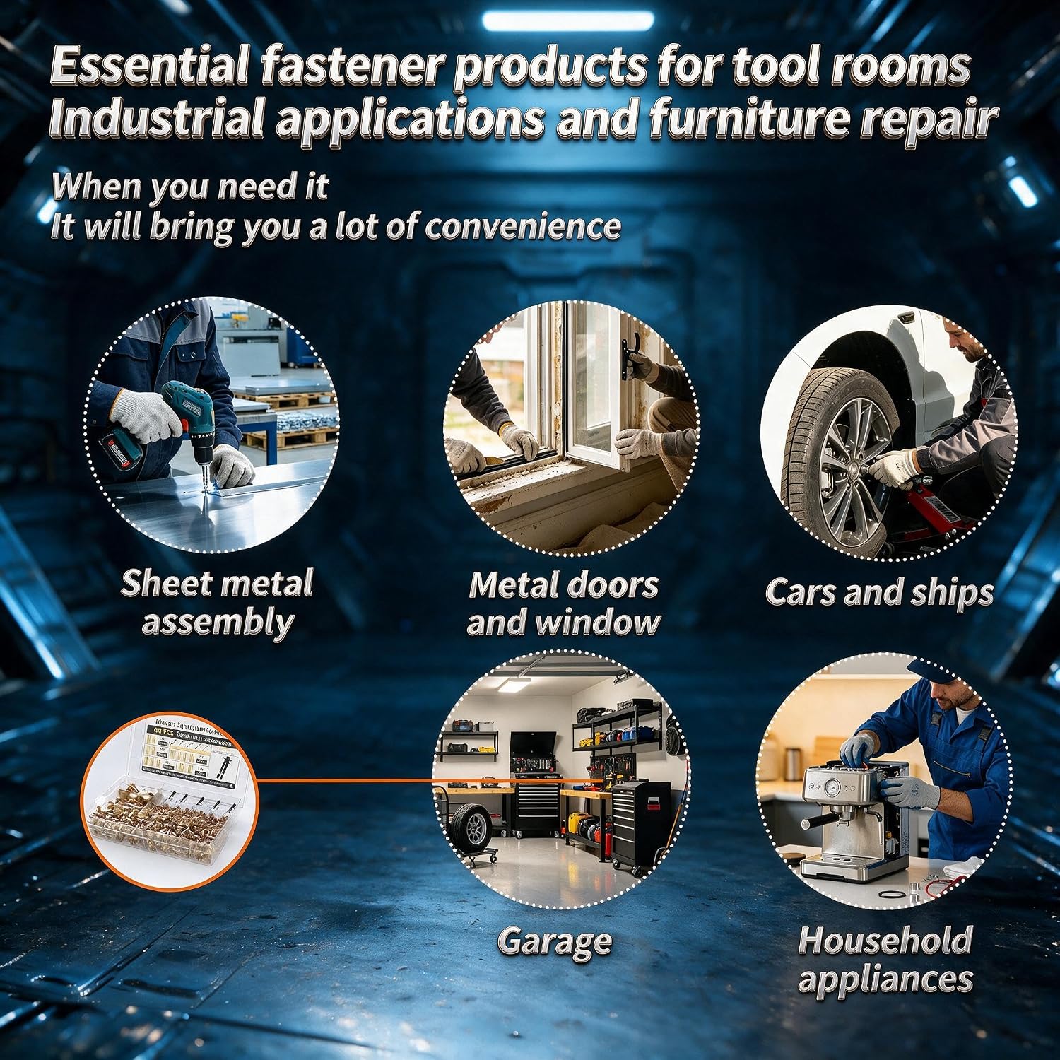 430Pcs Pressure Rivet Nut Tool Kit, Metric Rivet Nut Combination (M8/M6/M5/M4/M3), Suitable for Automotive, Furniture, Decoration, Marine and Industrial Applications