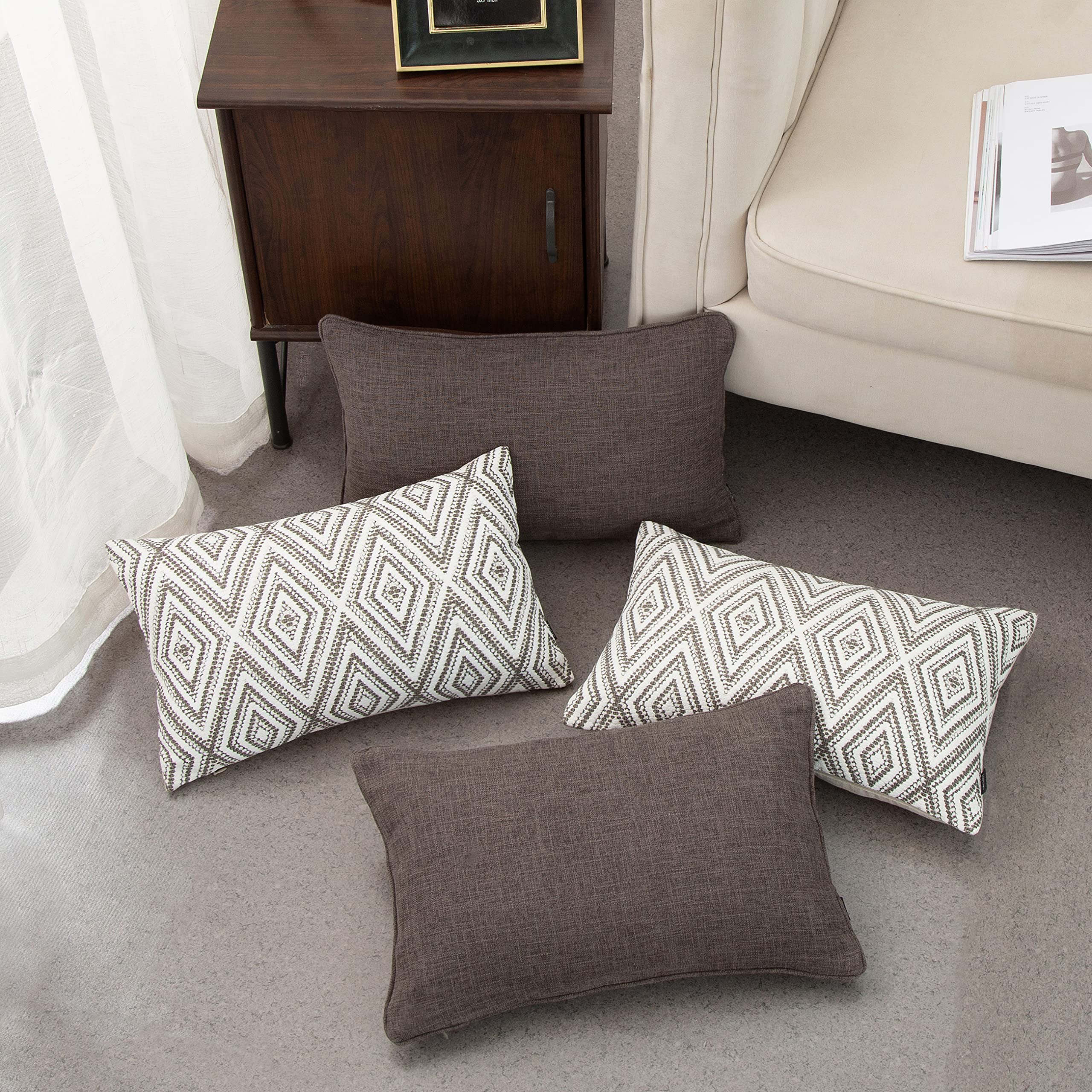 Lot De 4 Housses De Coussin Velours 50x50 Cm Uni Décoratif Canapé Taie D'oreiller Carré De