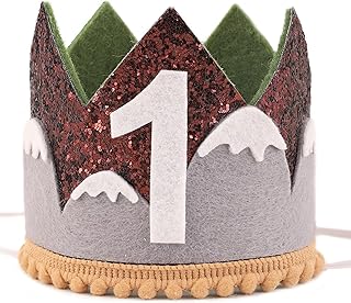 WAWUO One Happy Camper Crown For First Birthday Party - Mountain Birthday Crown For Photo Booth Props, Camping Outdoor Birthday, Adventure Awaits Birthday, Mountain Birthday (Mountain Birthday Crown)