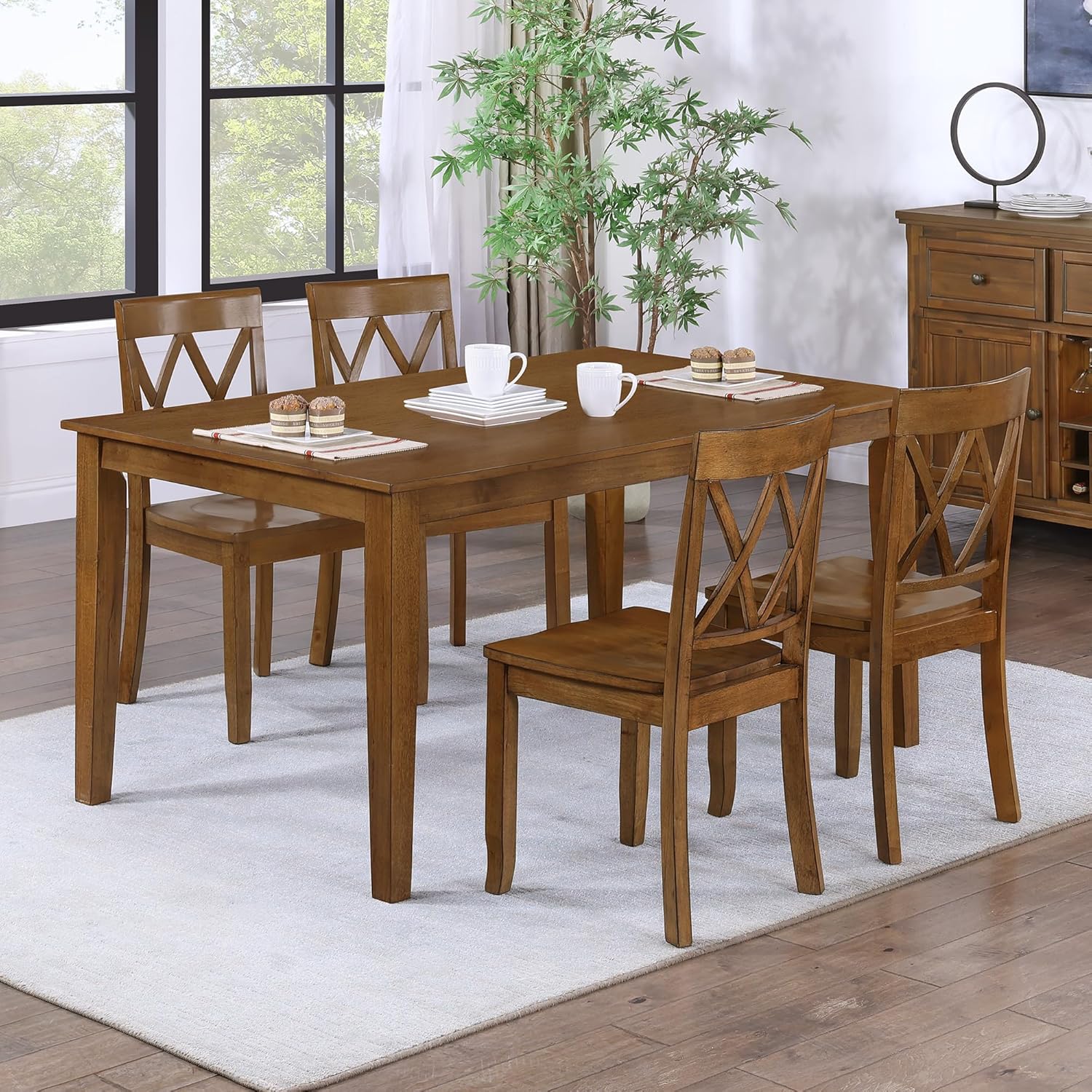 DUHOME Dining Room Chairs Set of 2,Farmhouse Dining Side Chairs with Cross Back Wooden Kitchen Chairs for Home Kitchen, Dining Room Walnut
