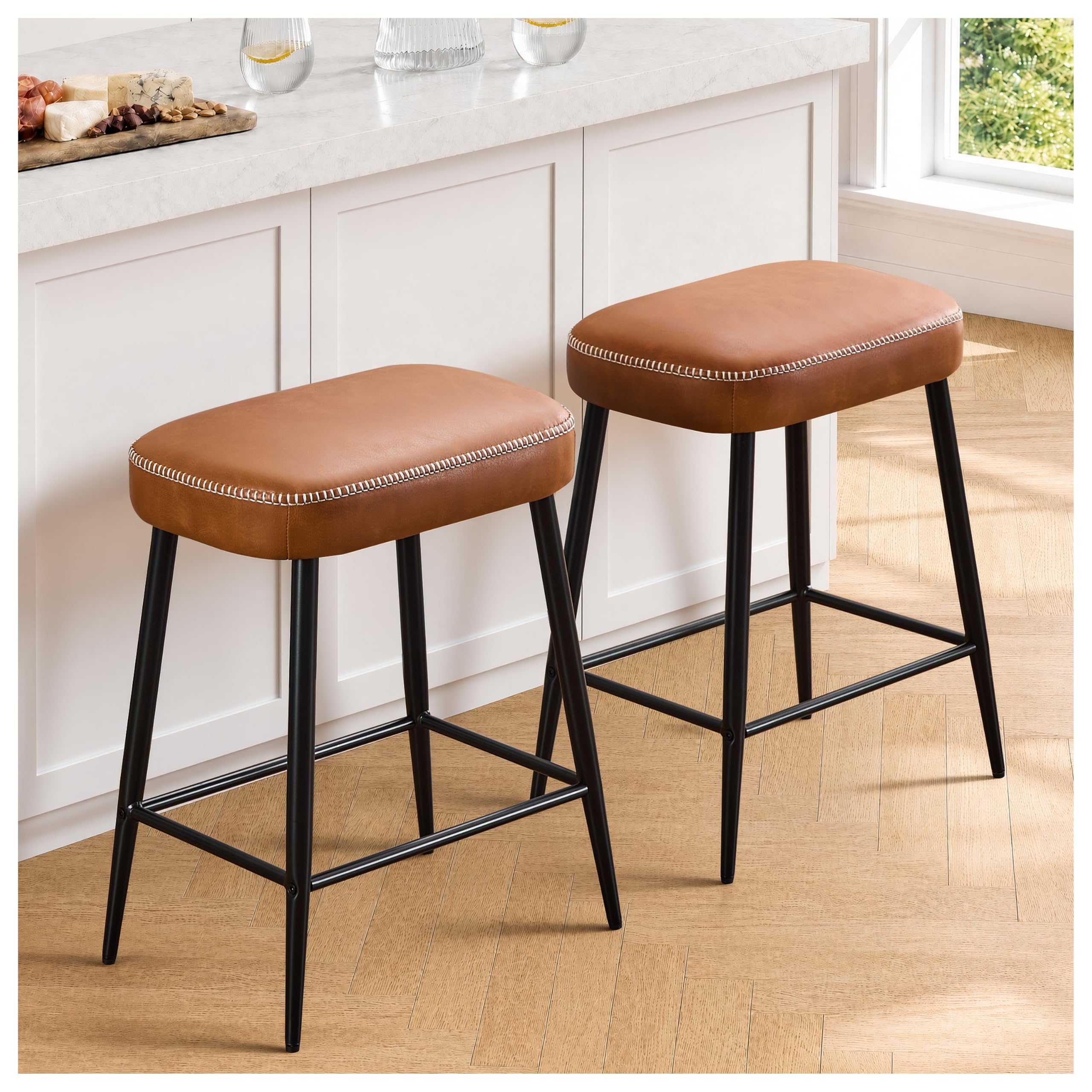 STOOLINK 24 Inch Backless Stools for Kitchen Counter