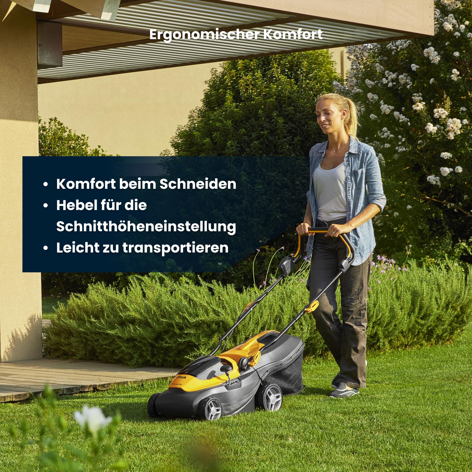 STIGA 136e Collector 136e Kit Akku-Rasenmäher, 20 V, 34 cm – 2 Akku 2 Ah + Ladegerät, Klappbar, Hybrid-Fangsack – Rasenflächen bis 250 m²