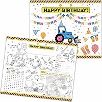 Vista 15 de KFNER Manteles individuales de papel para colorear de cumpleaños, hojas para colorear de fiesta de cumpleaños, actividades de feliz cumpleaños