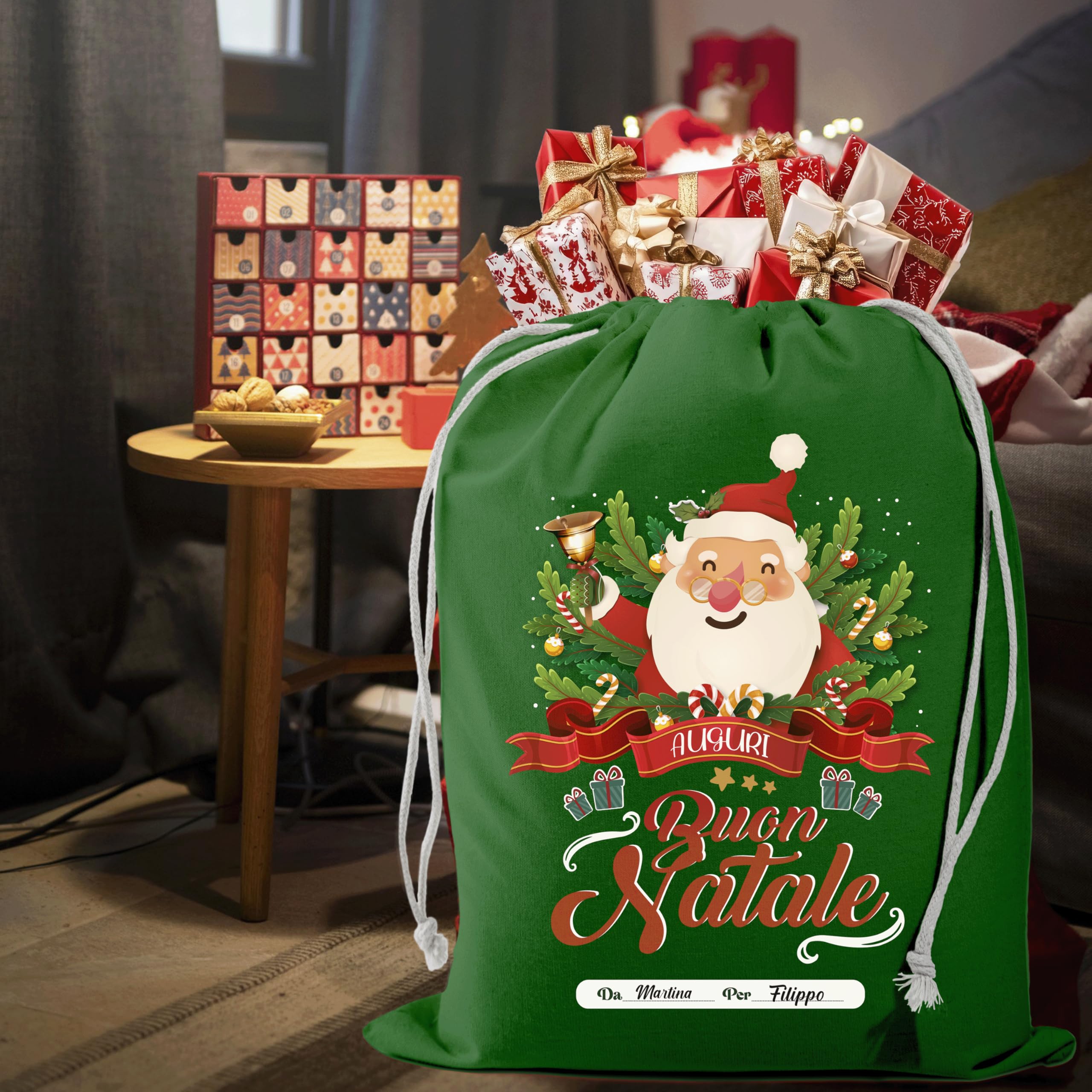 Großer Weihnachtsmannsack aus Jute XXL – Maxi-Tasche 70 x 50 cm mit Kordel für Weihnachtsgeschenke – originelle Geschenktaschen – originelle Weihnachtstüte