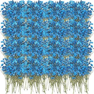 Tinideya 100 Pcs Dried Babys Breath Flowers Bulk Babys Breath Real Pressed Flowers Natural Gypsophila for Resin Wedding Art Craft Baby Shower DIY Invitations Scrapbooking Card Making(Blue)