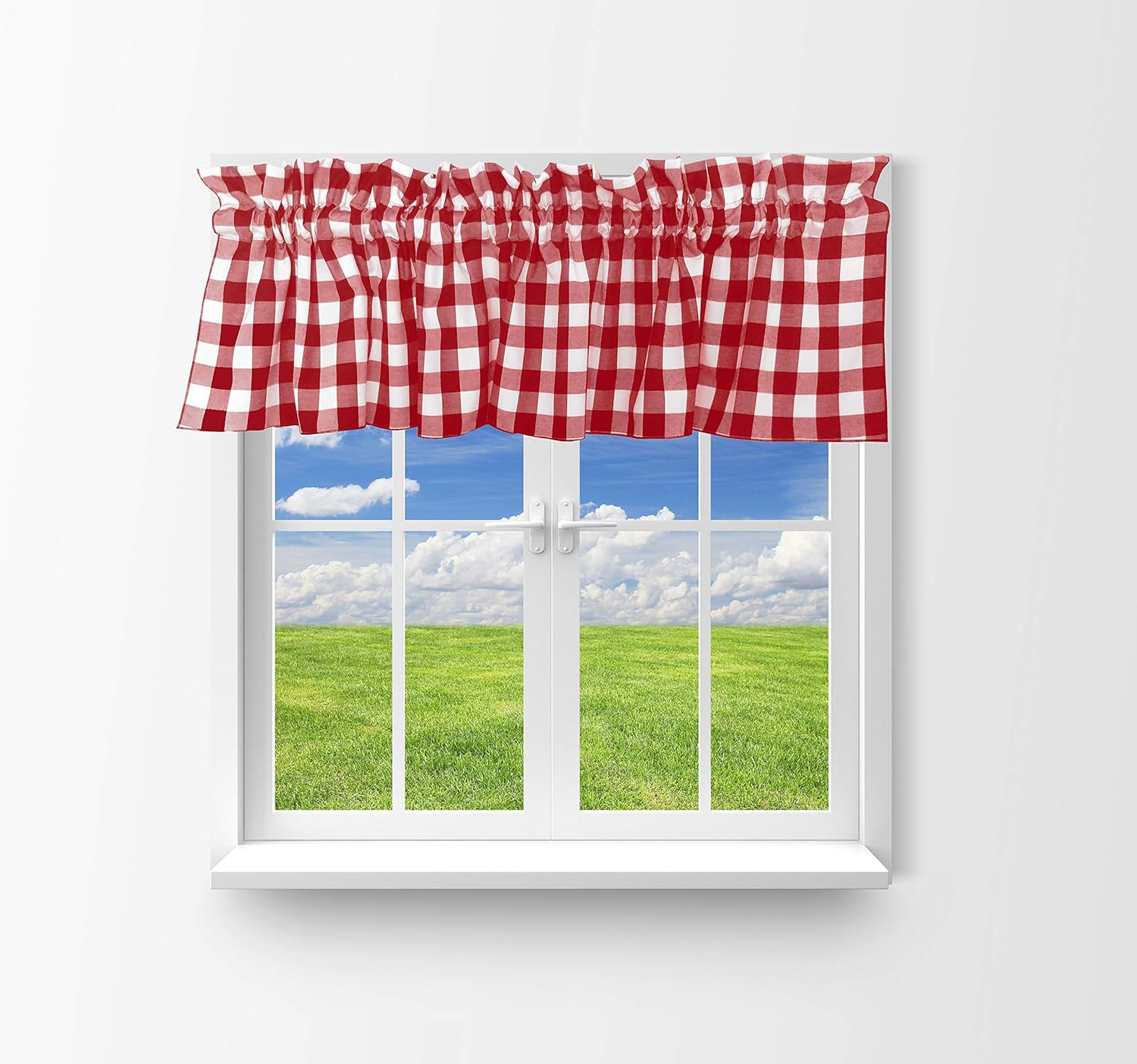 Zen Creative Designs Gingham Checkered Cotton Window Valance Home Décor Bedroom Nursery Kitchen Window (58" Wide x 28" Long, Pink)